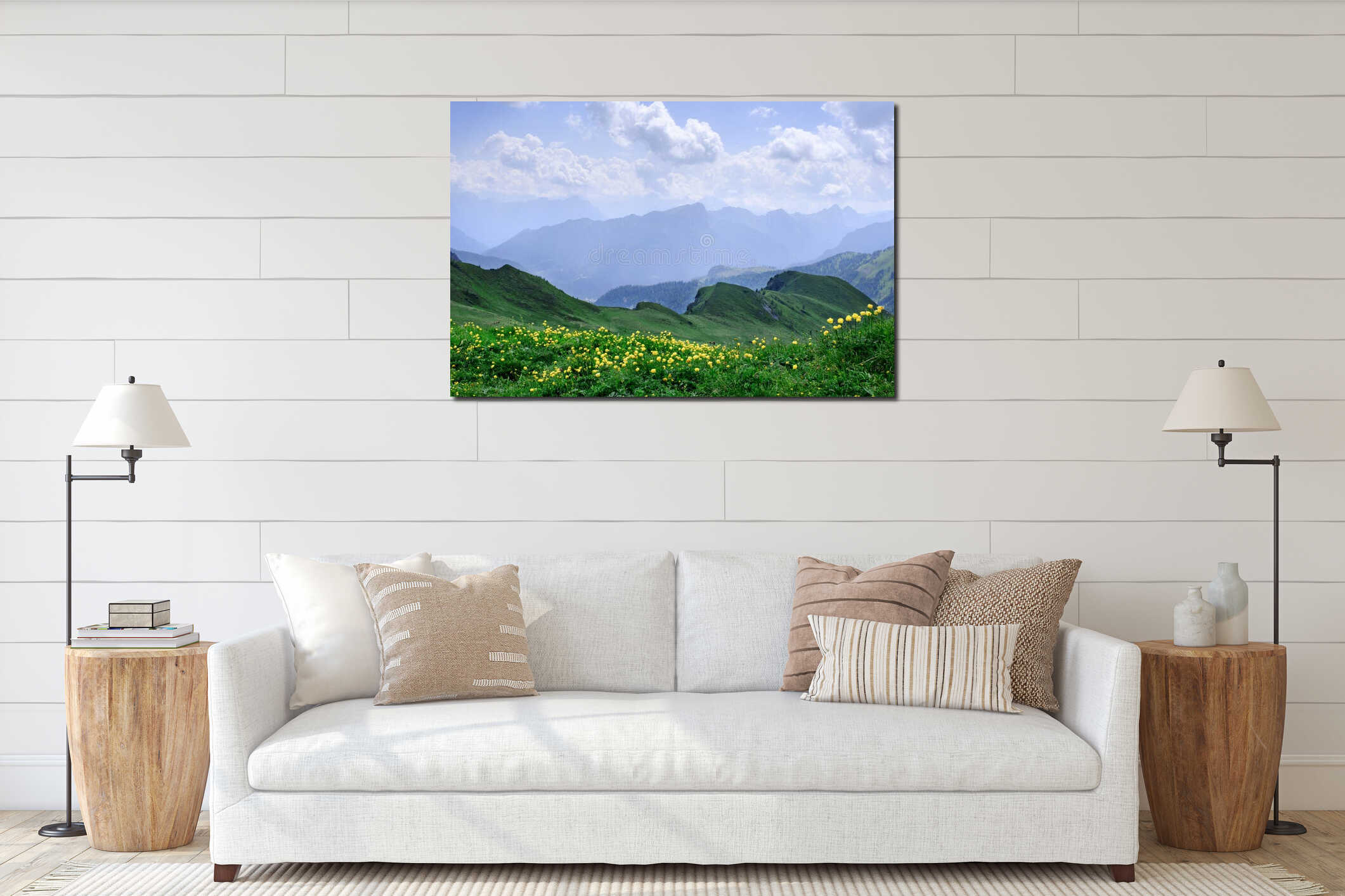 Canvas hanging interior mockup