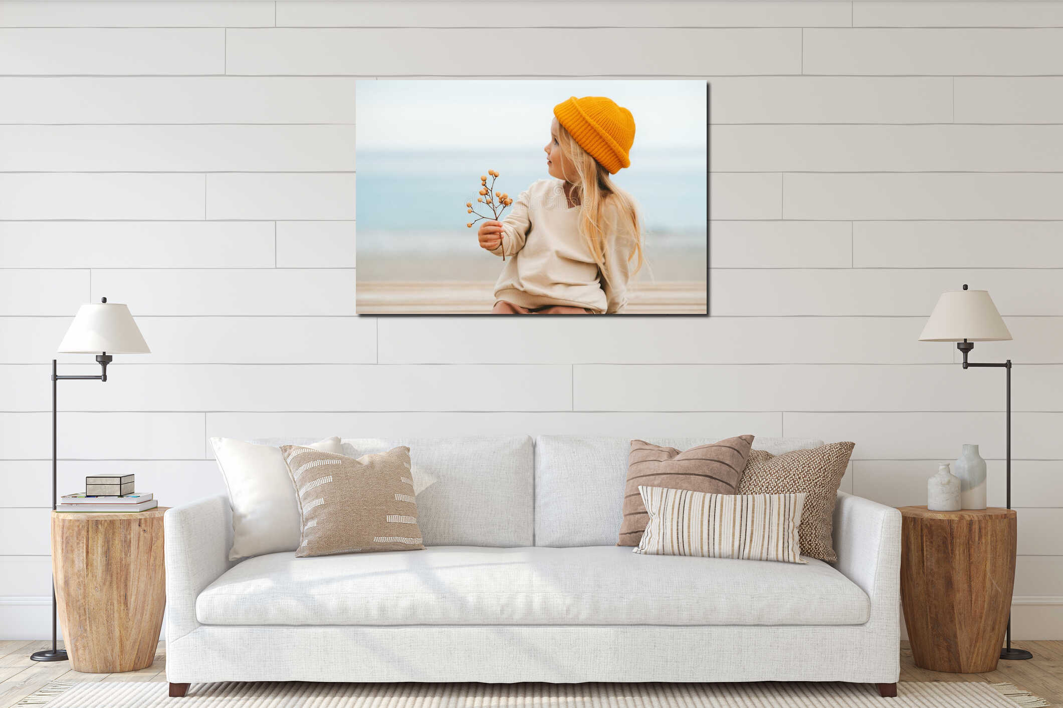 Canvas hanging interior mockup