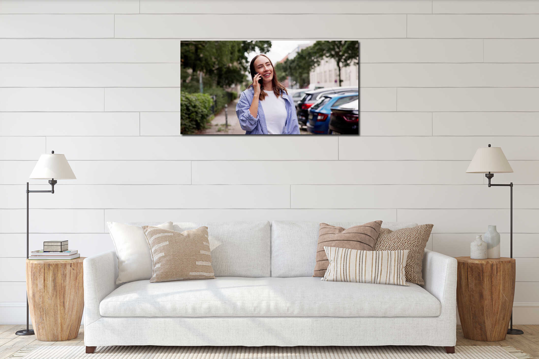 Canvas hanging interior mockup