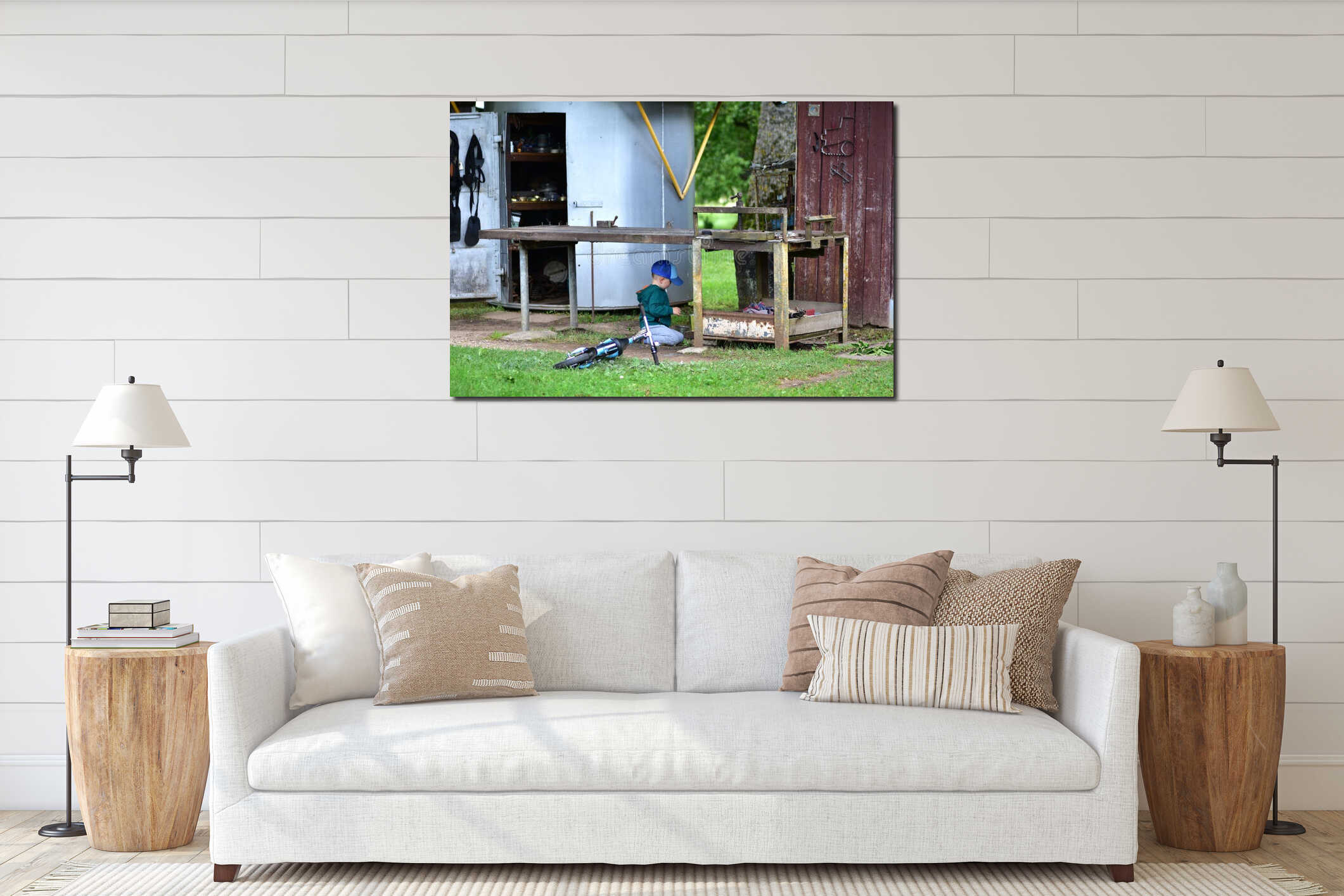 Canvas hanging interior mockup