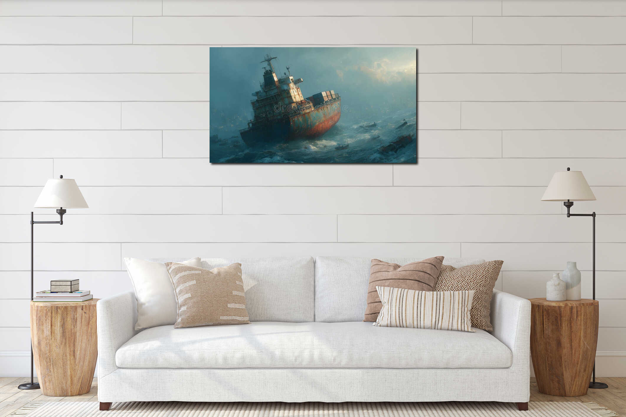 Canvas hanging interior mockup