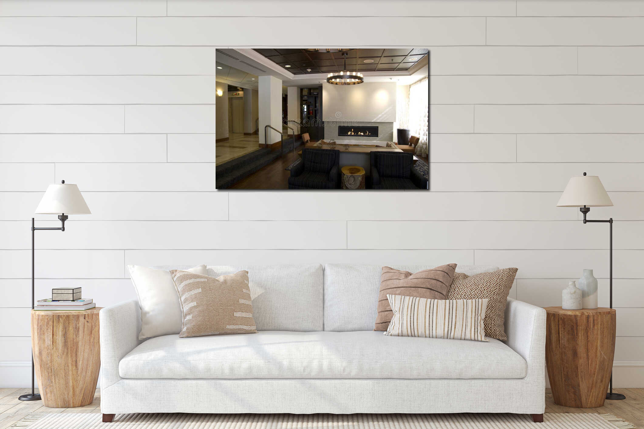 Canvas hanging interior mockup