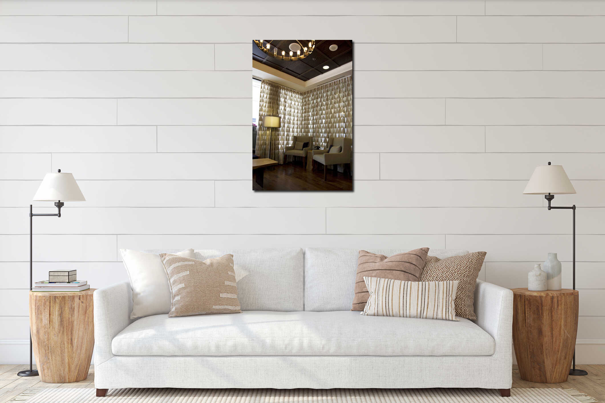 Canvas hanging interior mockup