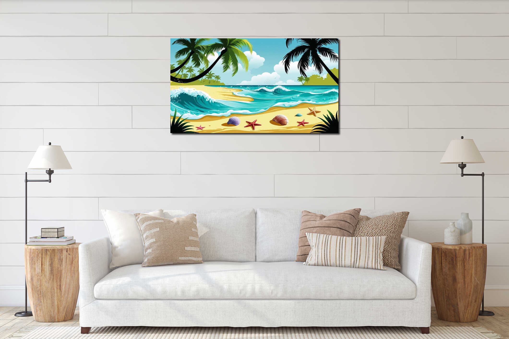Canvas hanging interior mockup