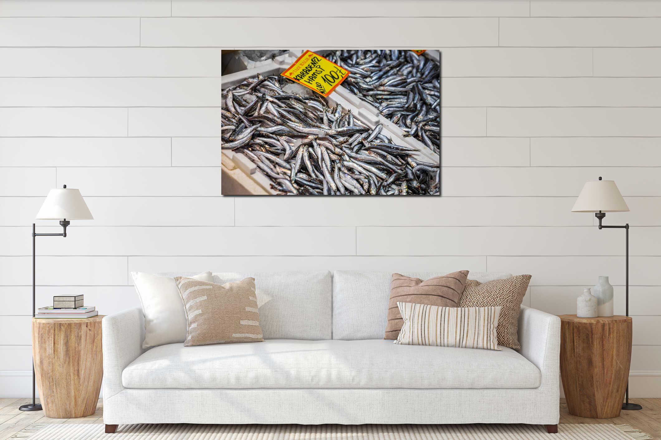 Canvas hanging interior mockup