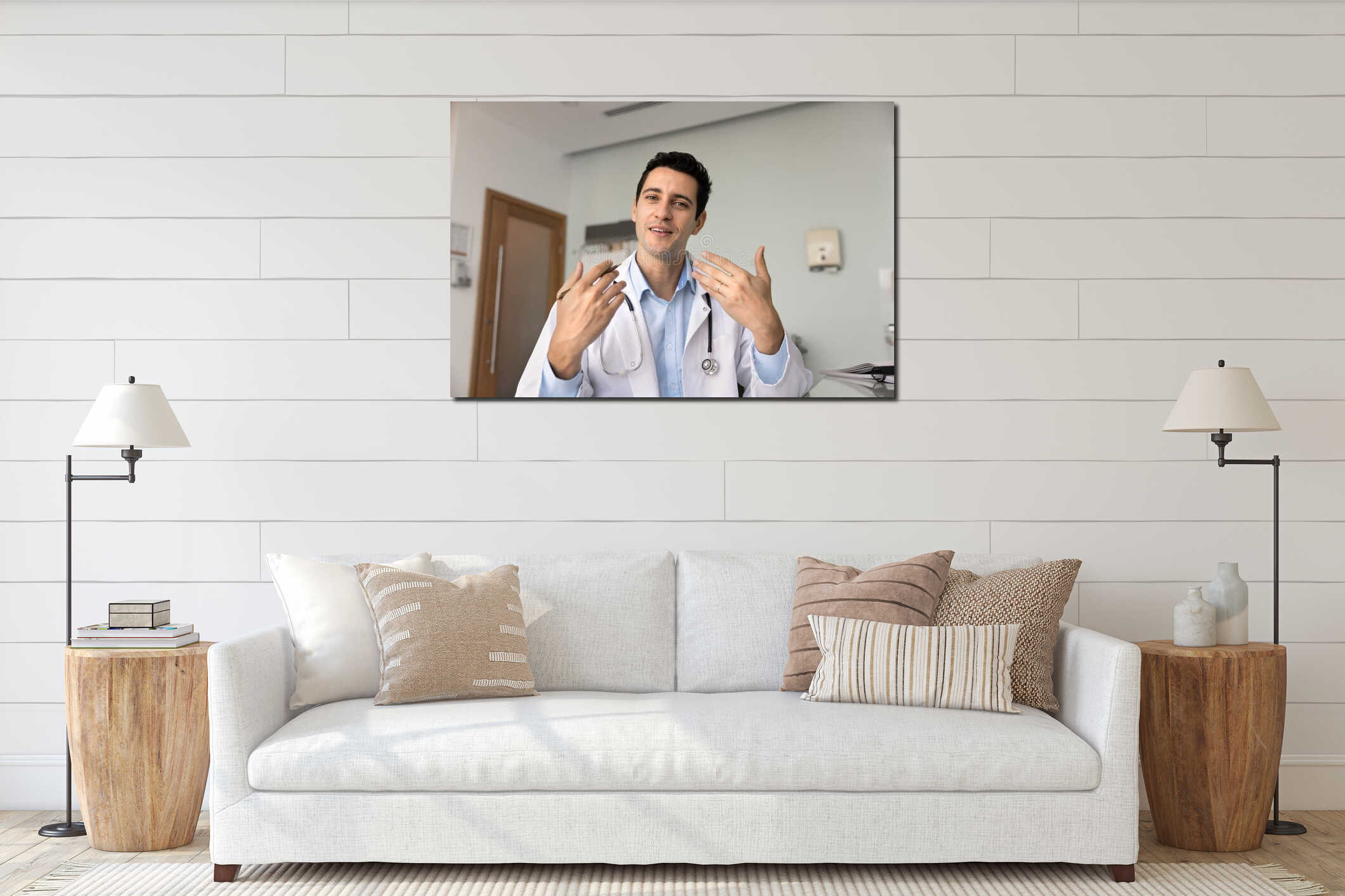 Canvas hanging interior mockup