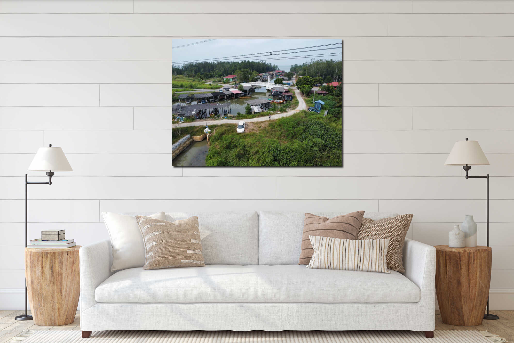 Canvas hanging interior mockup