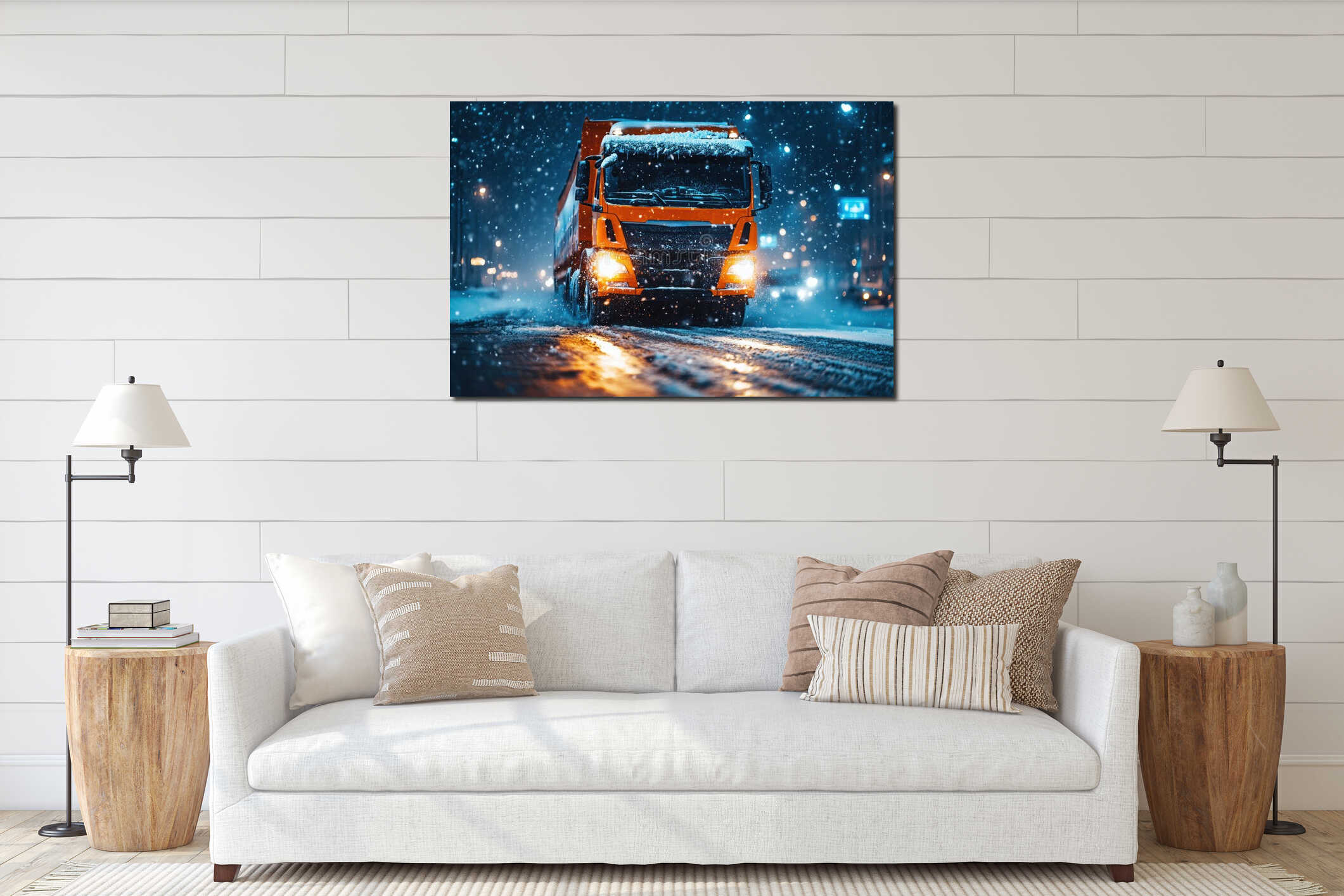 Canvas hanging interior mockup