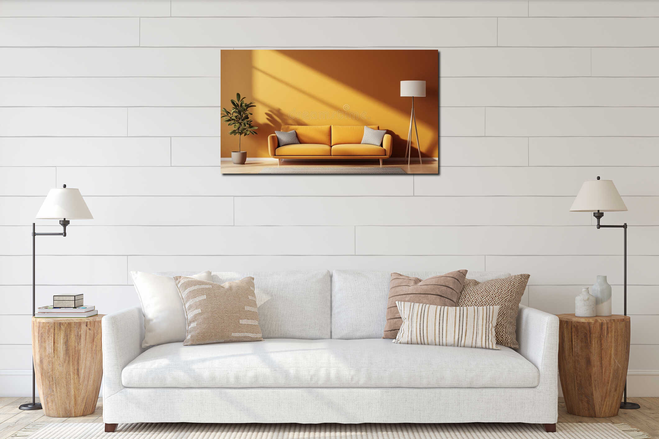 Canvas hanging interior mockup