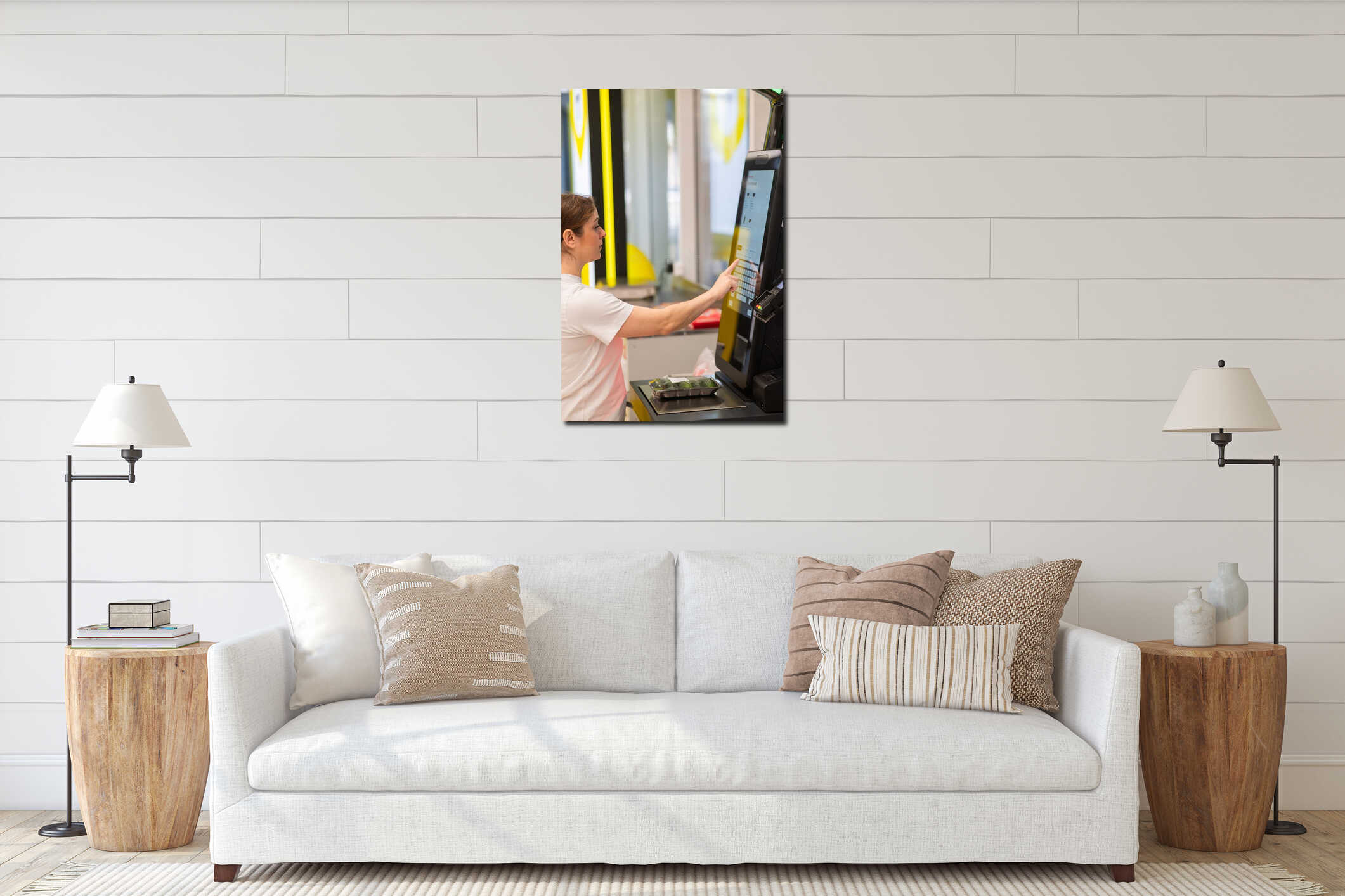 Canvas hanging interior mockup