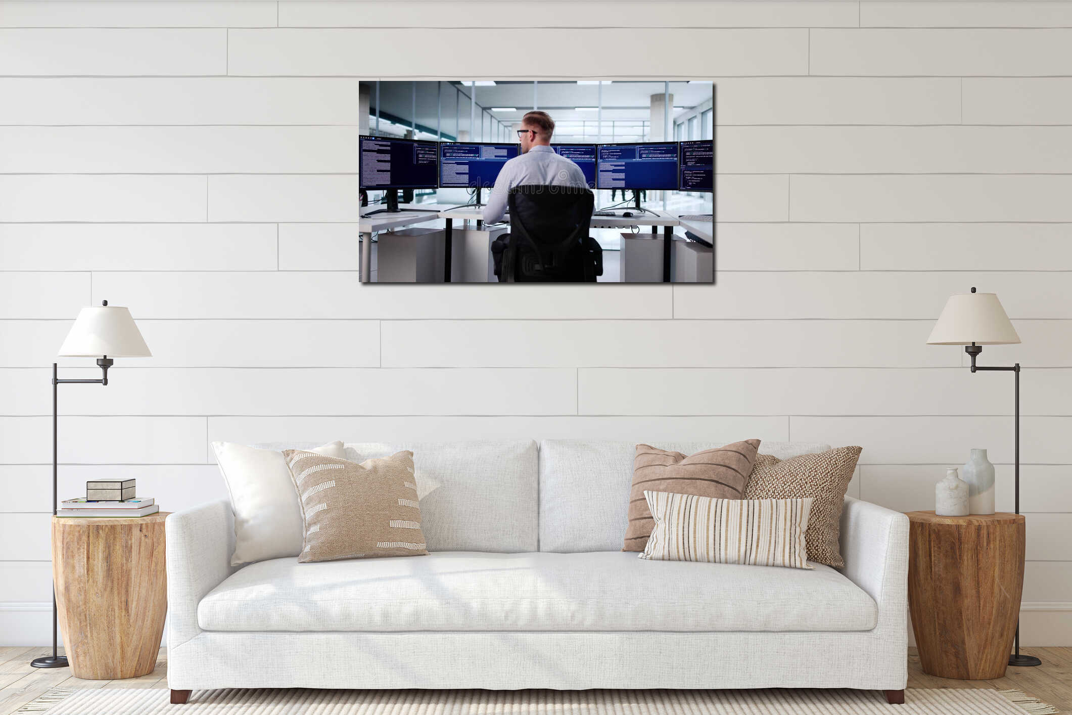 Canvas hanging interior mockup