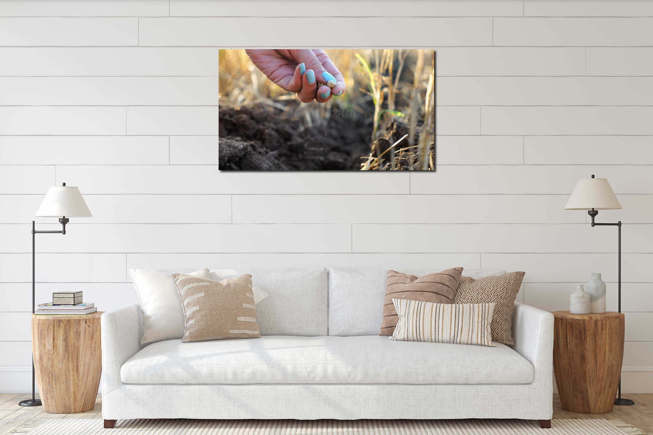 Canvas hanging interior mockup