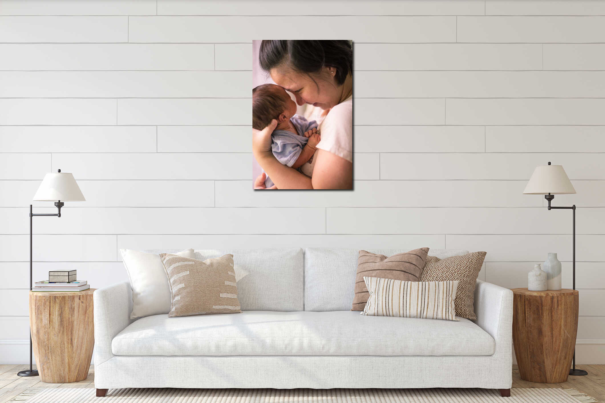 Canvas hanging interior mockup