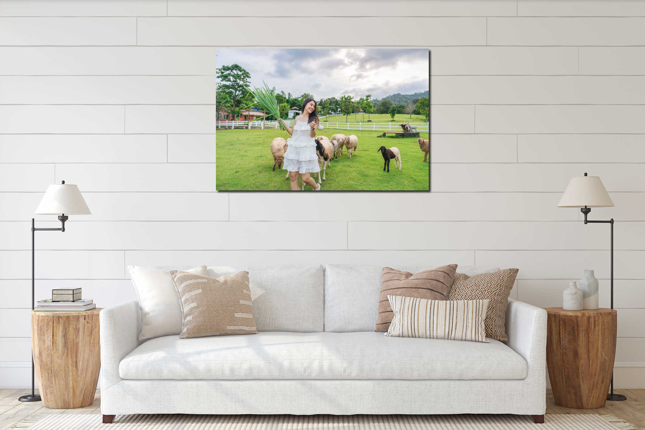 Canvas hanging interior mockup