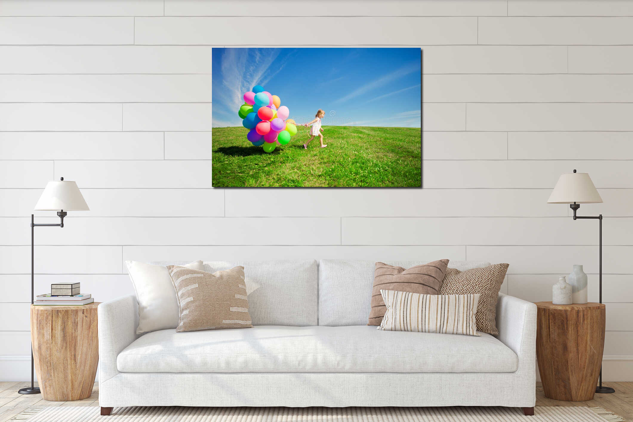Canvas hanging interior mockup