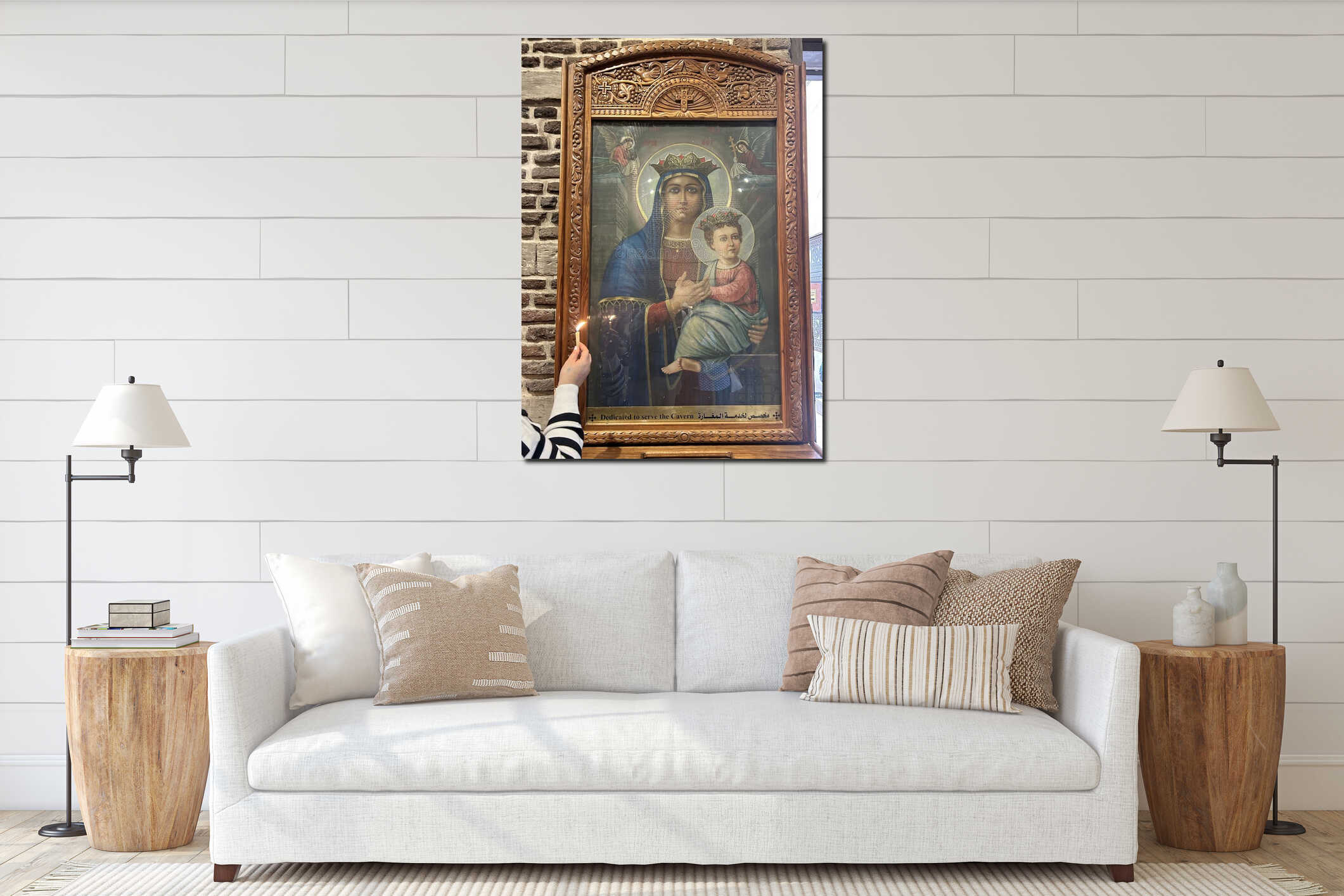 Canvas hanging interior mockup