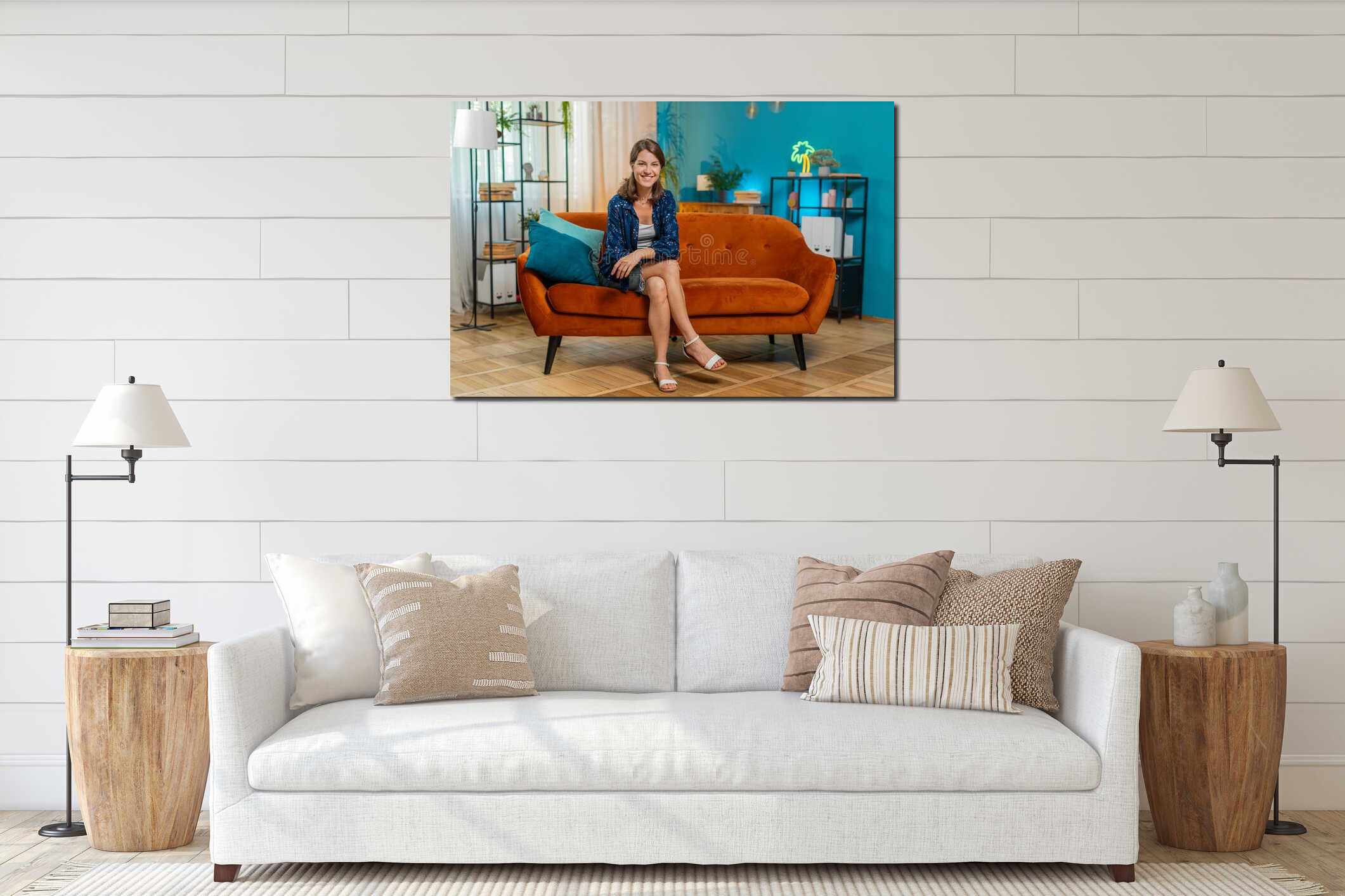 Canvas hanging interior mockup