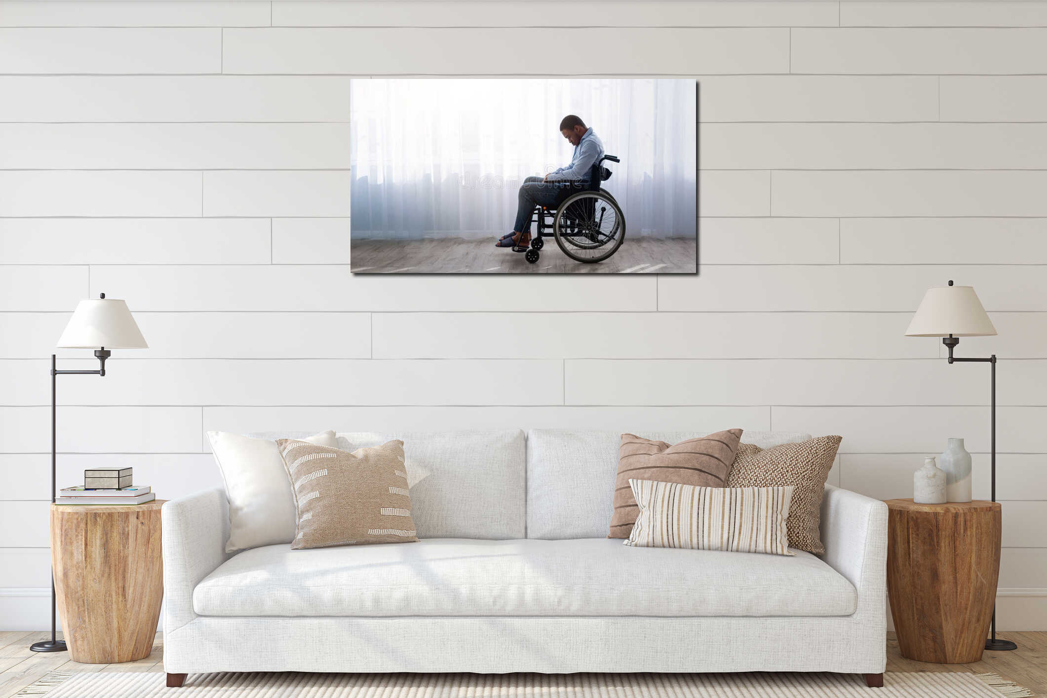 Canvas hanging interior mockup