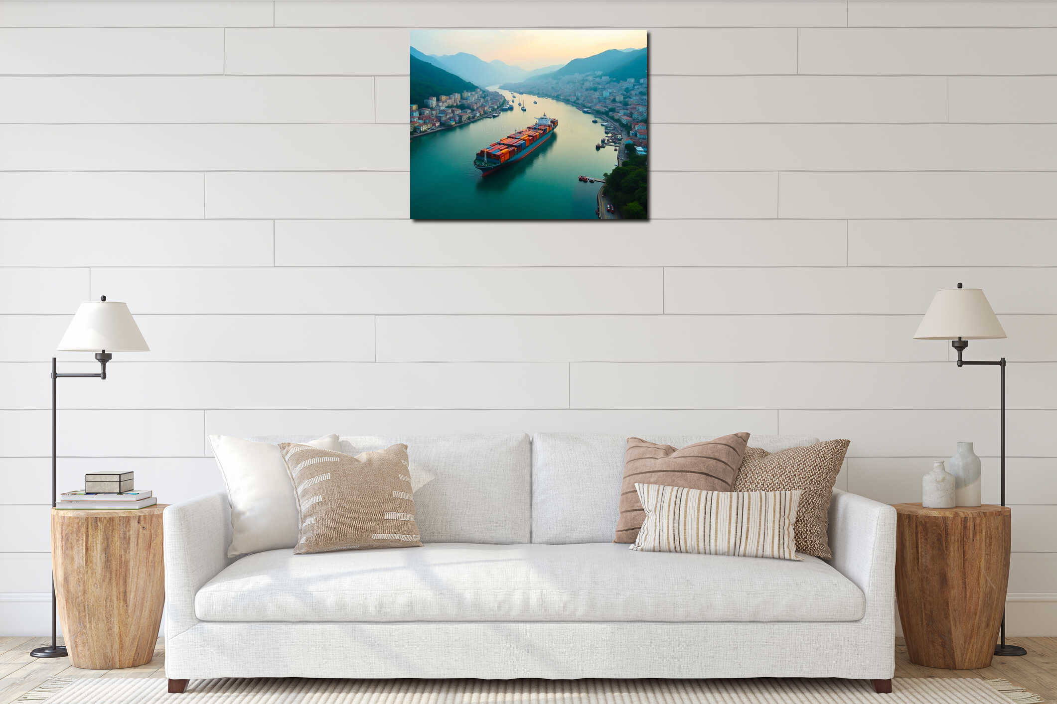 Canvas hanging interior mockup