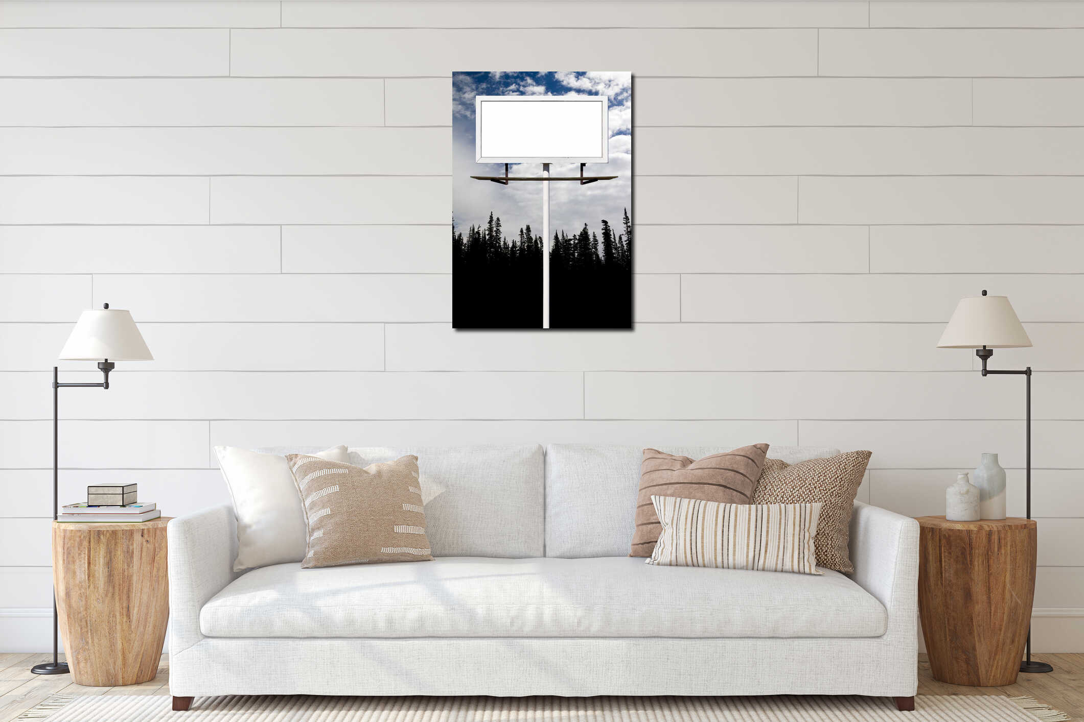 Canvas hanging interior mockup