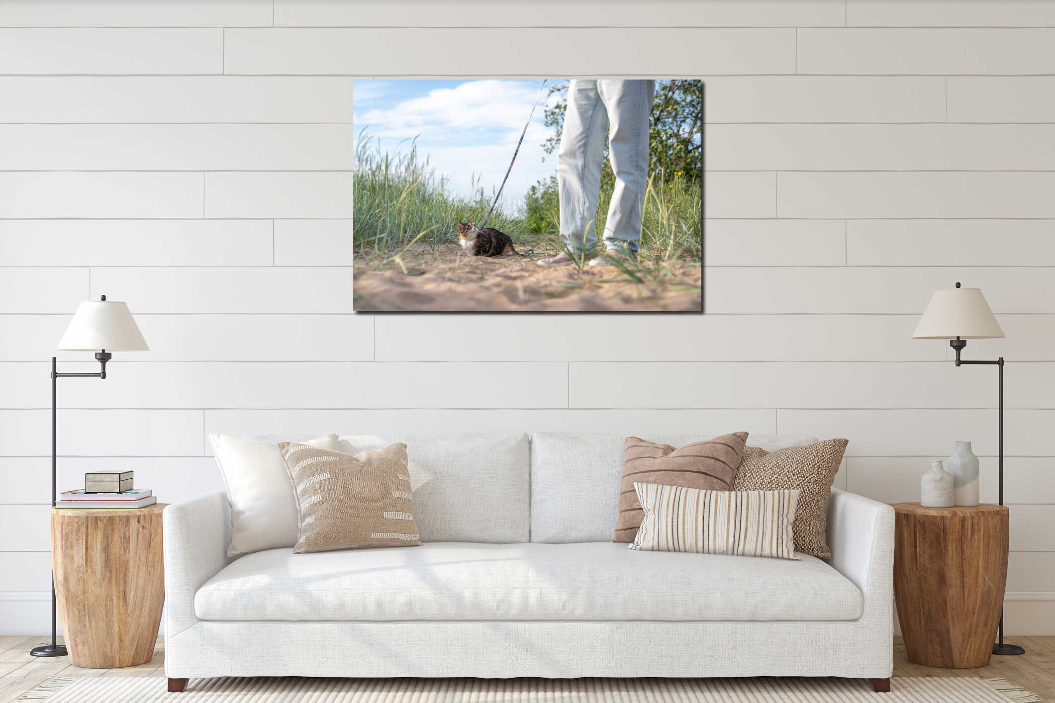 Canvas hanging interior mockup