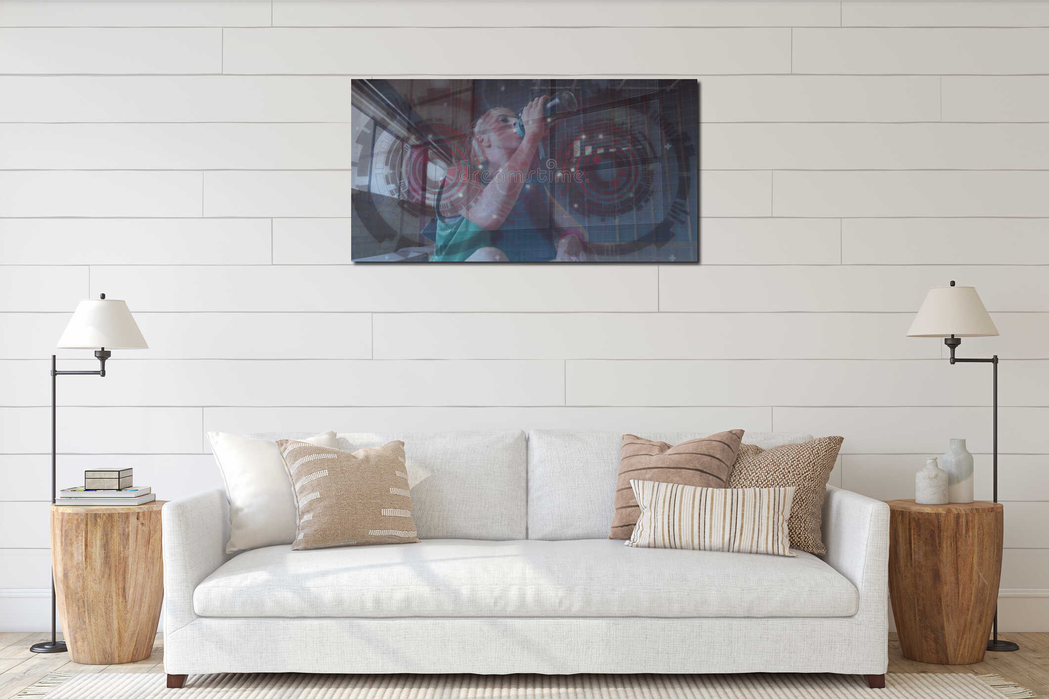 Canvas hanging interior mockup