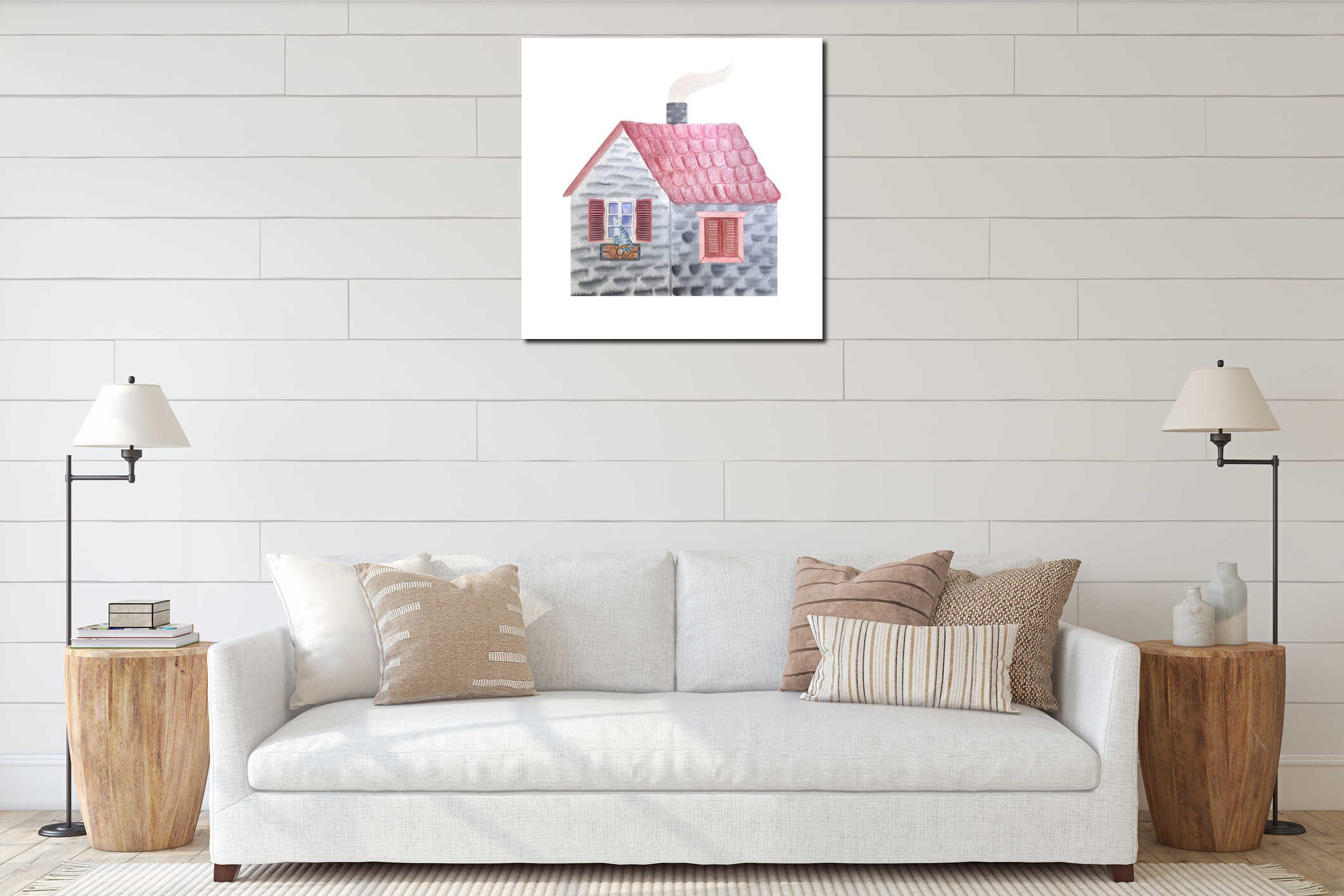 Canvas hanging interior mockup