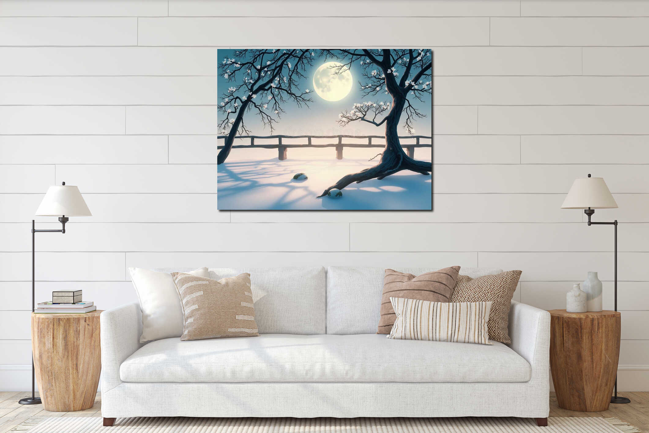 Canvas hanging interior mockup