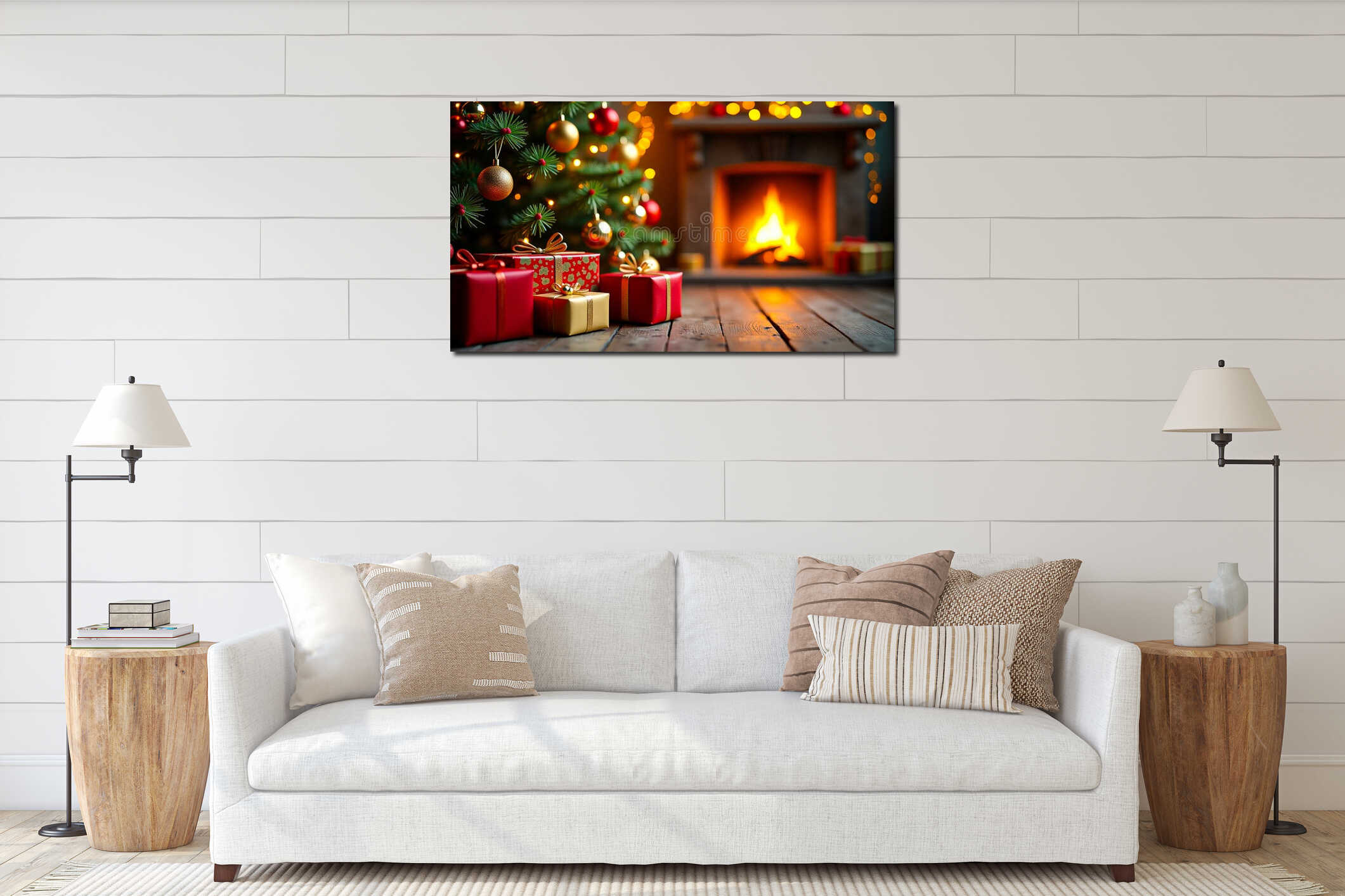 Canvas hanging interior mockup