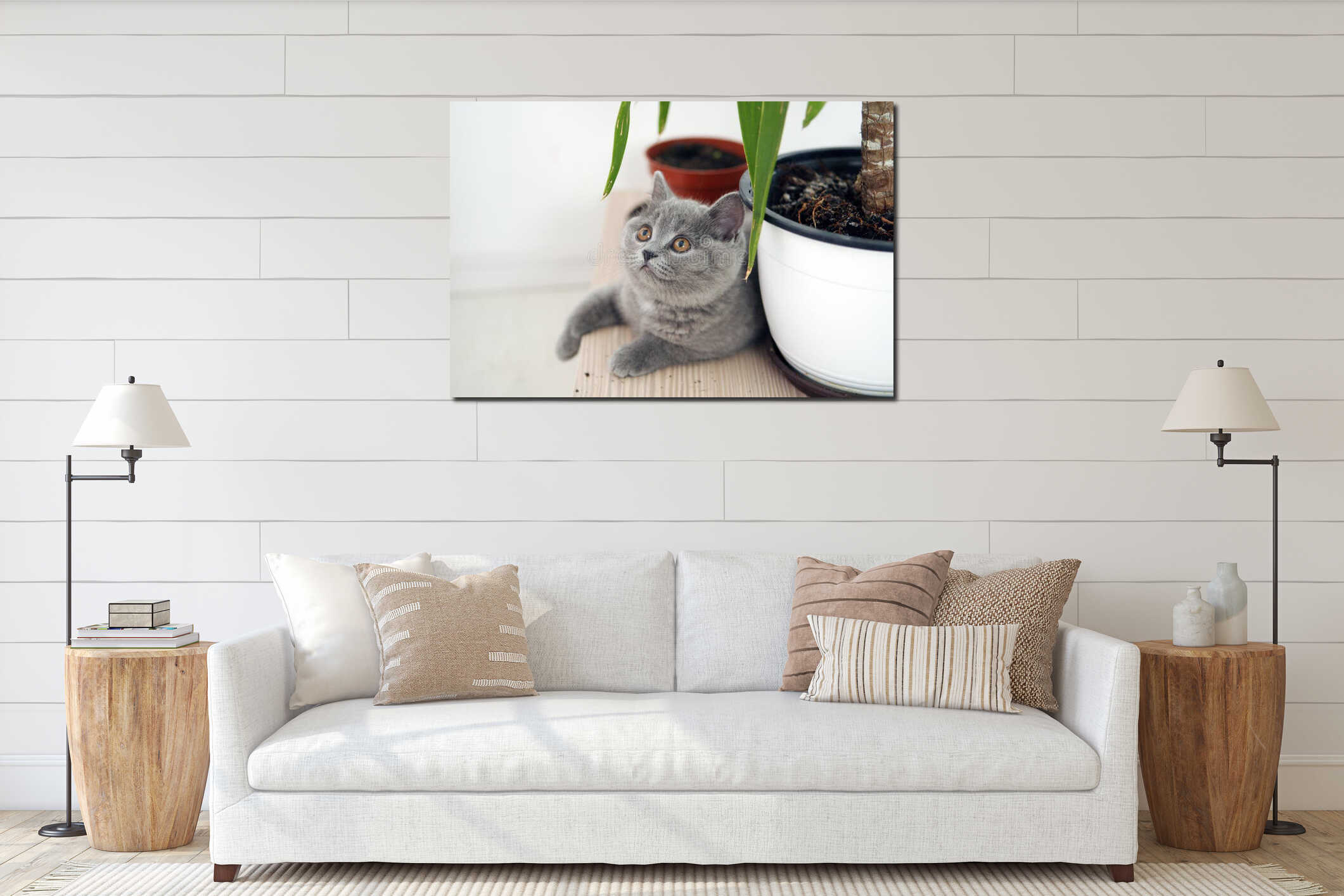 Canvas hanging interior mockup