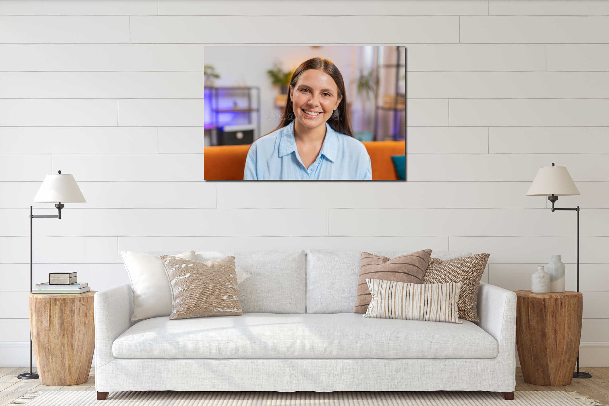 Canvas hanging interior mockup