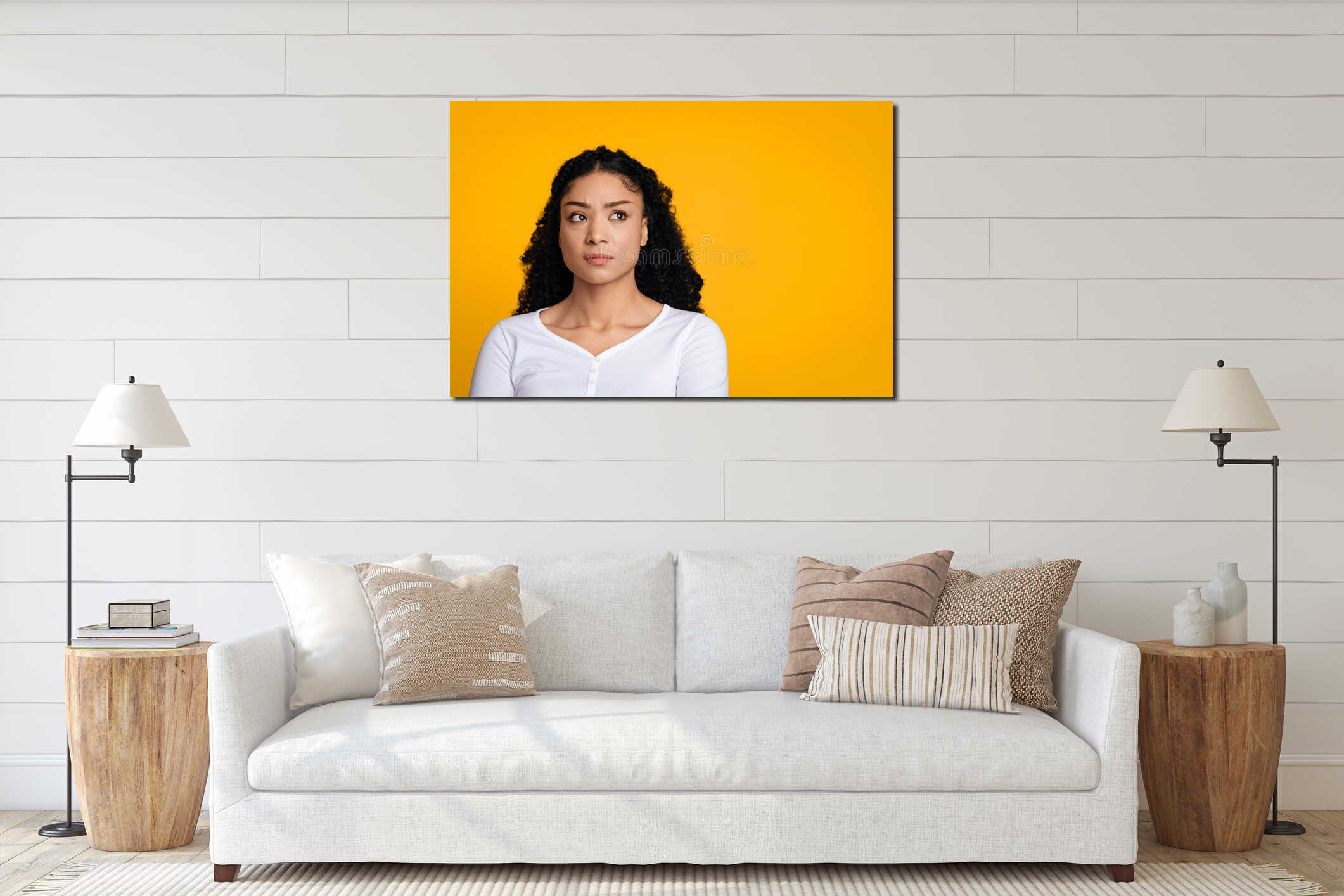 Canvas hanging interior mockup