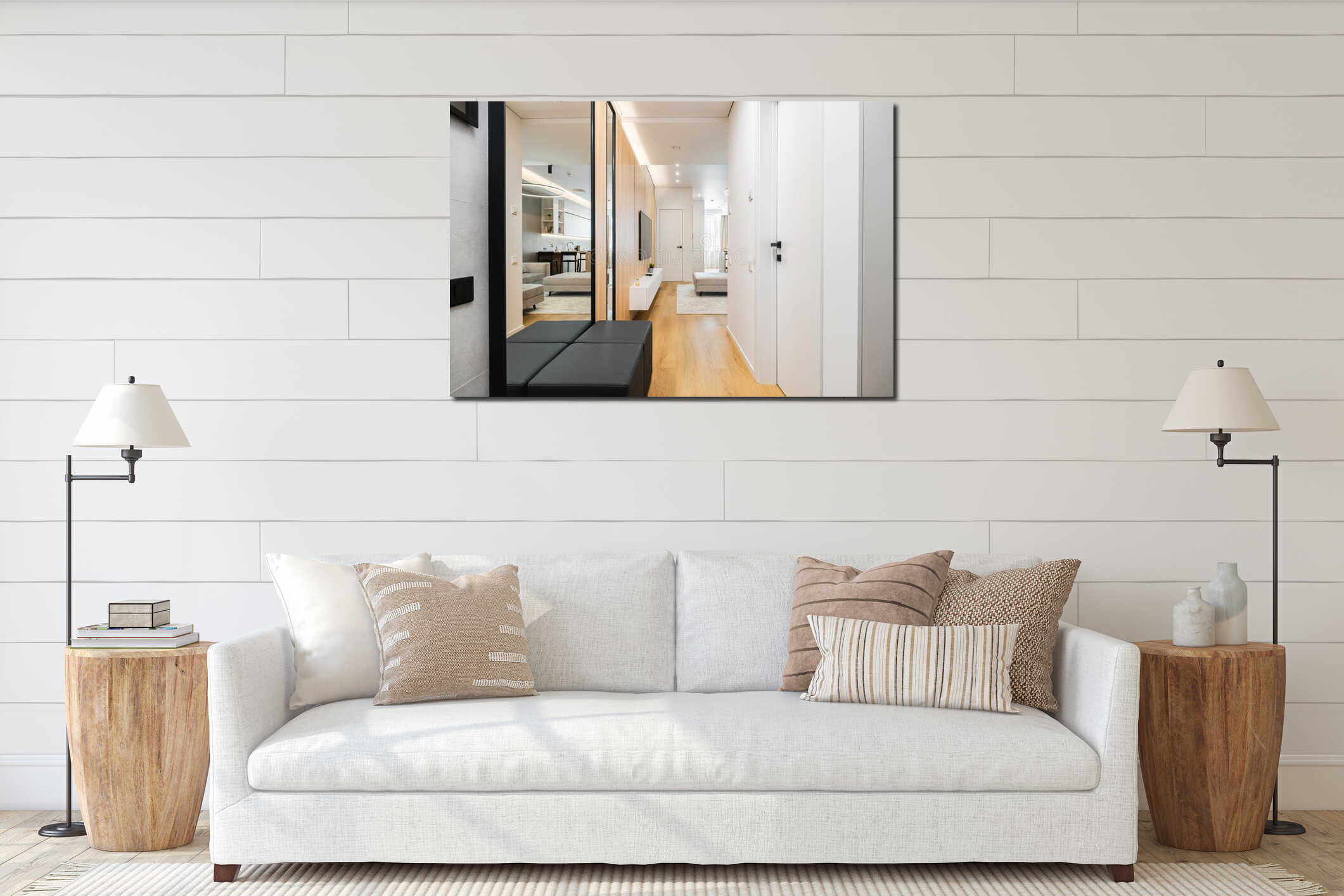 Canvas hanging interior mockup