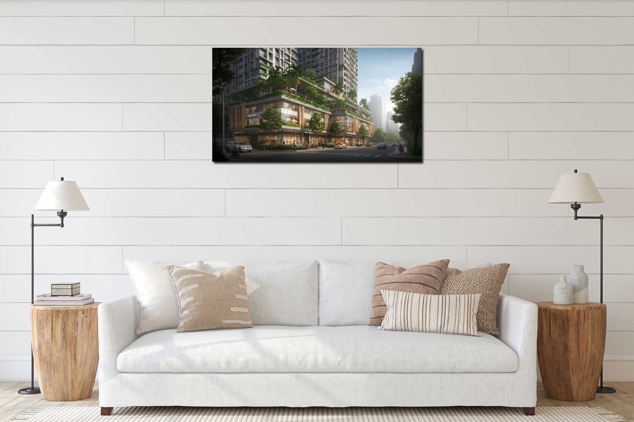 Canvas hanging interior mockup