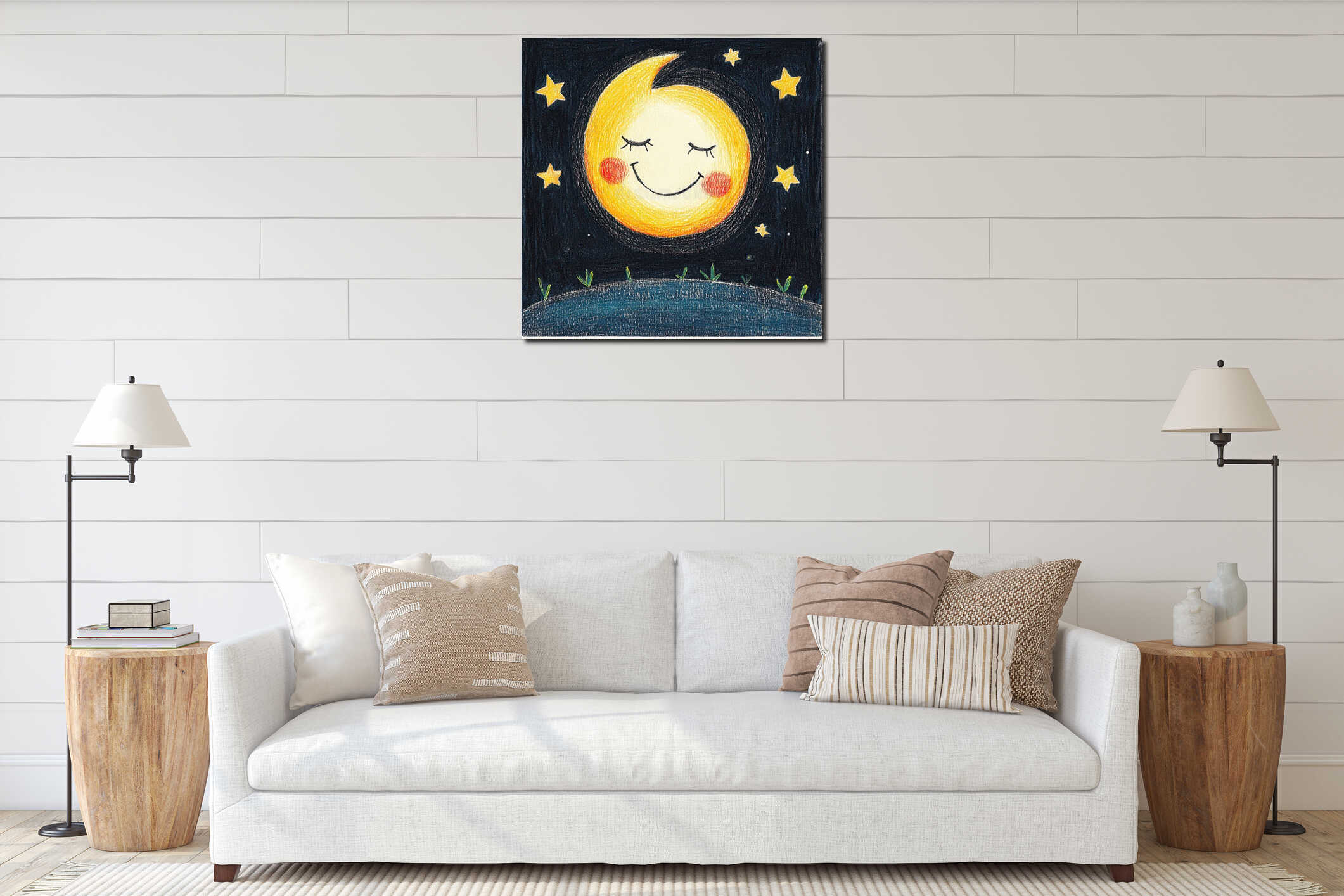 Canvas hanging interior mockup