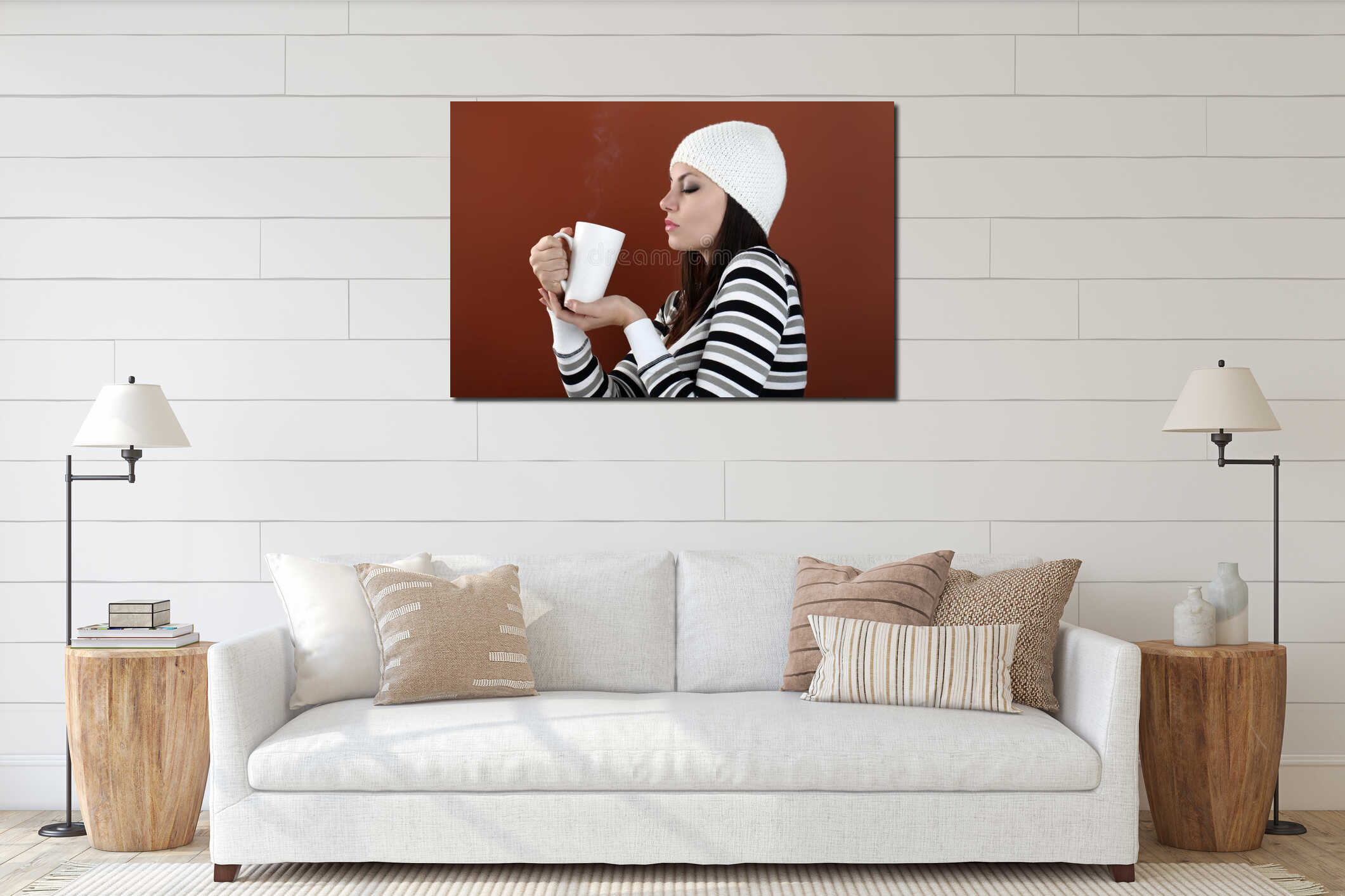 Canvas hanging interior mockup