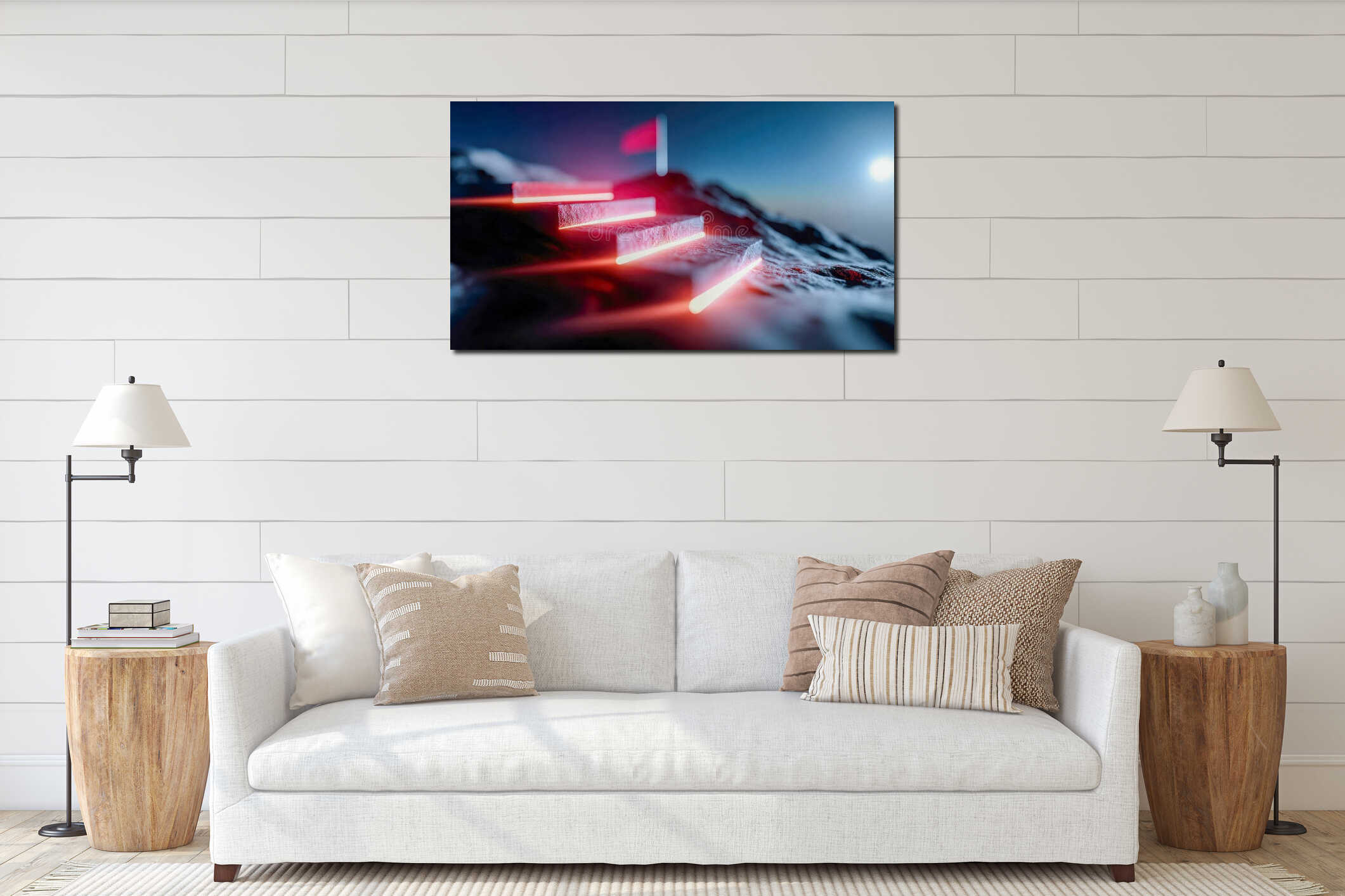 Canvas hanging interior mockup