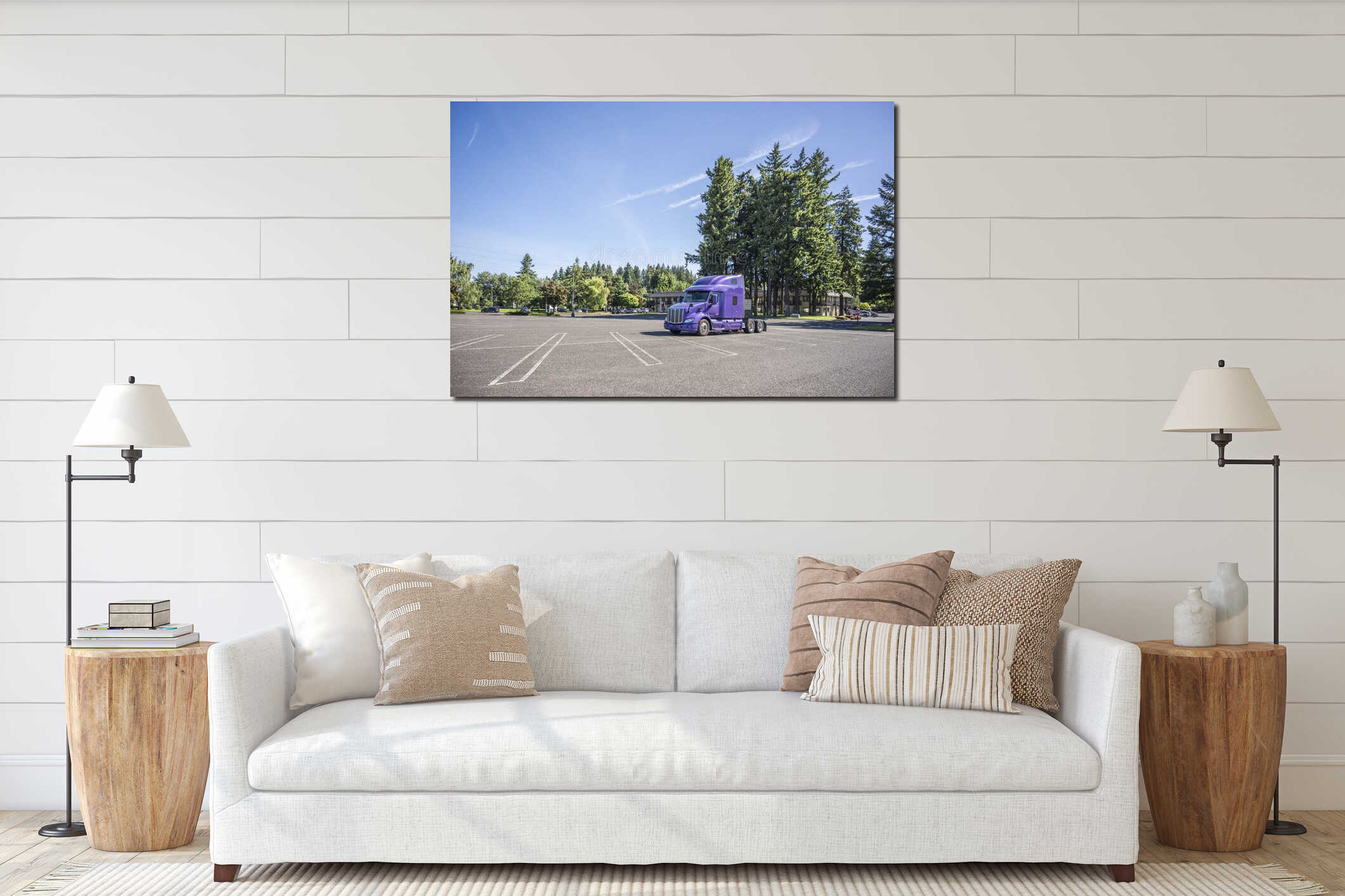 Canvas hanging interior mockup