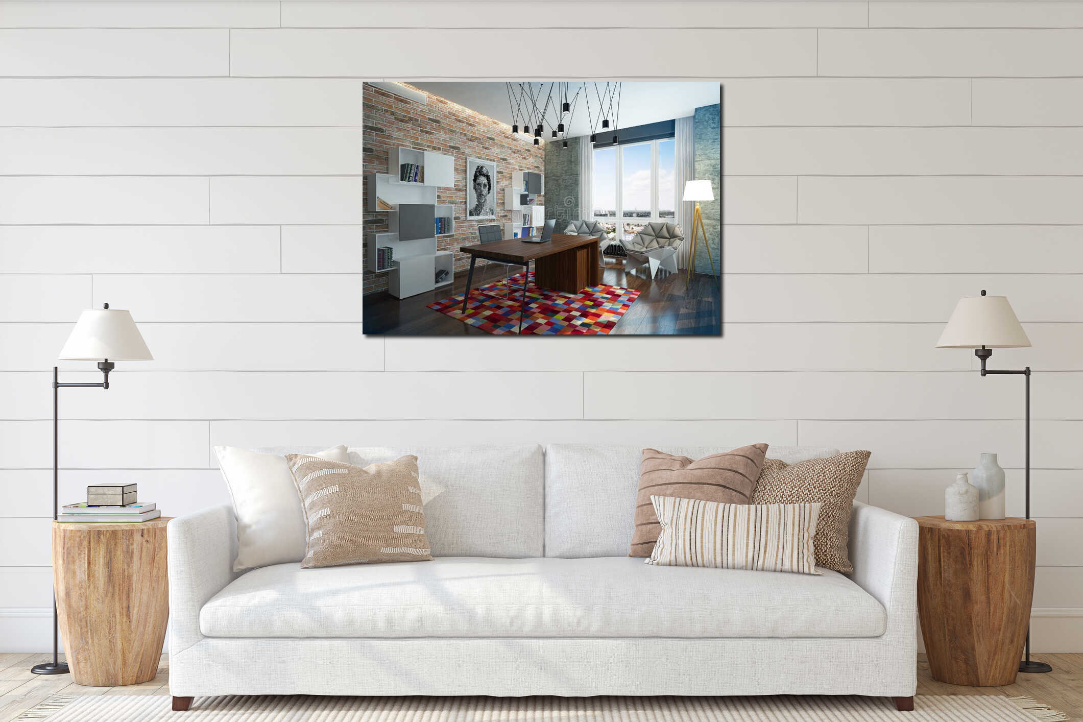 Canvas hanging interior mockup