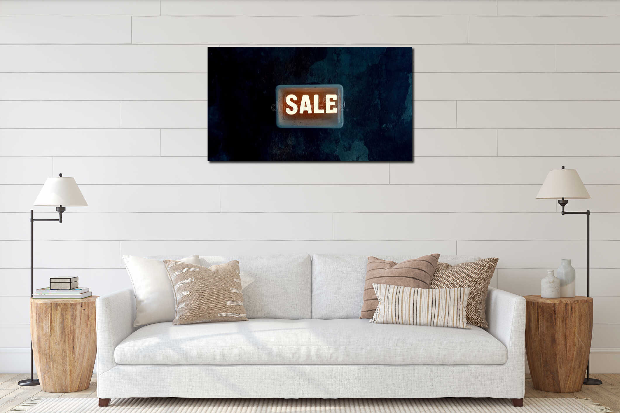 Canvas hanging interior mockup