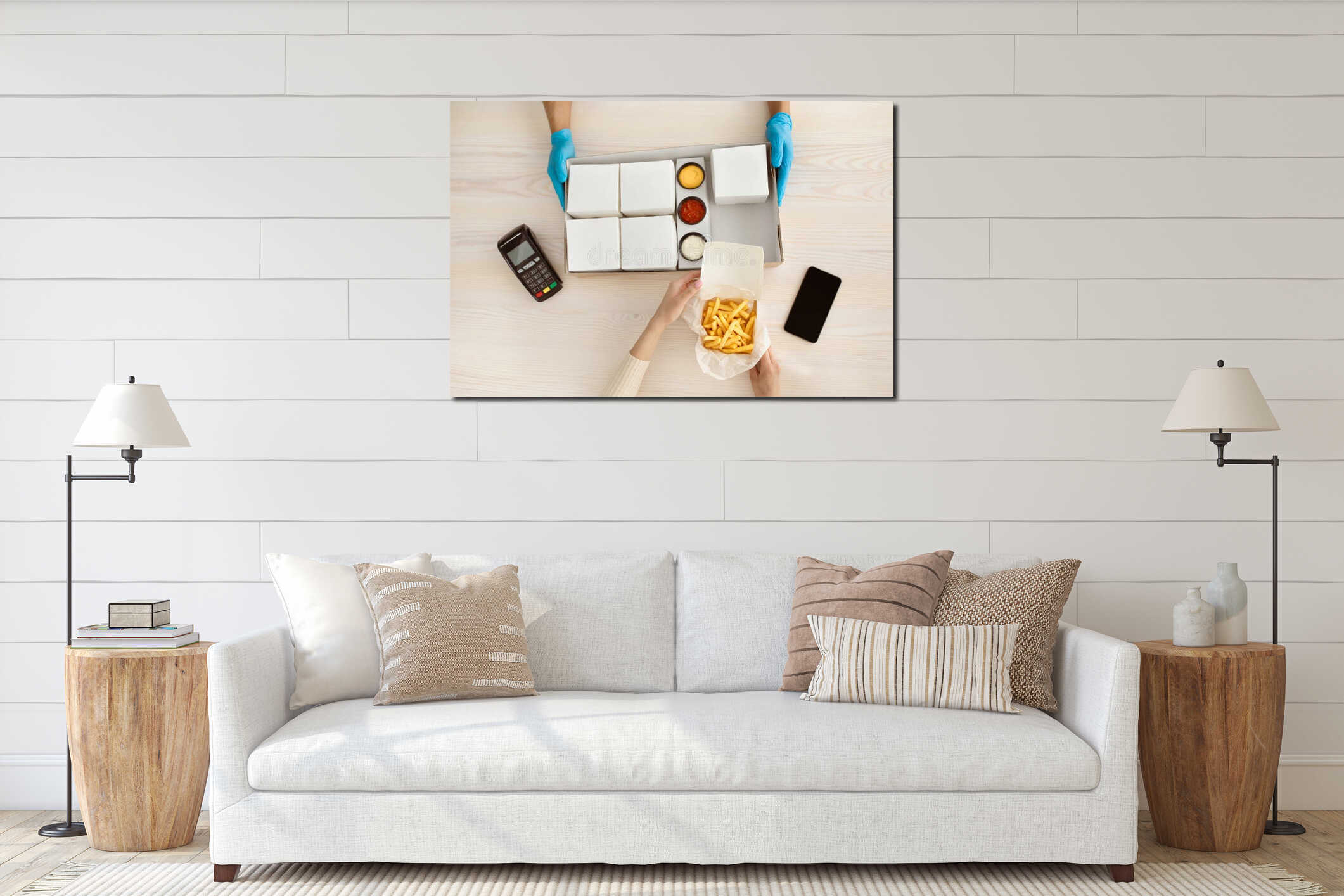 Canvas hanging interior mockup