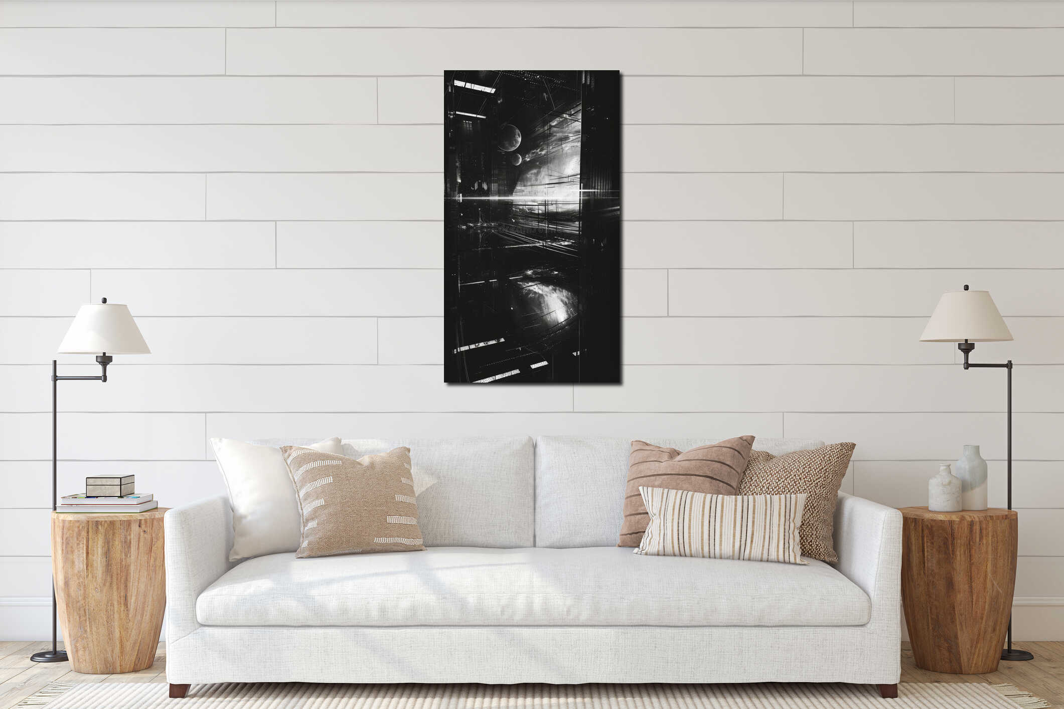 Canvas hanging interior mockup