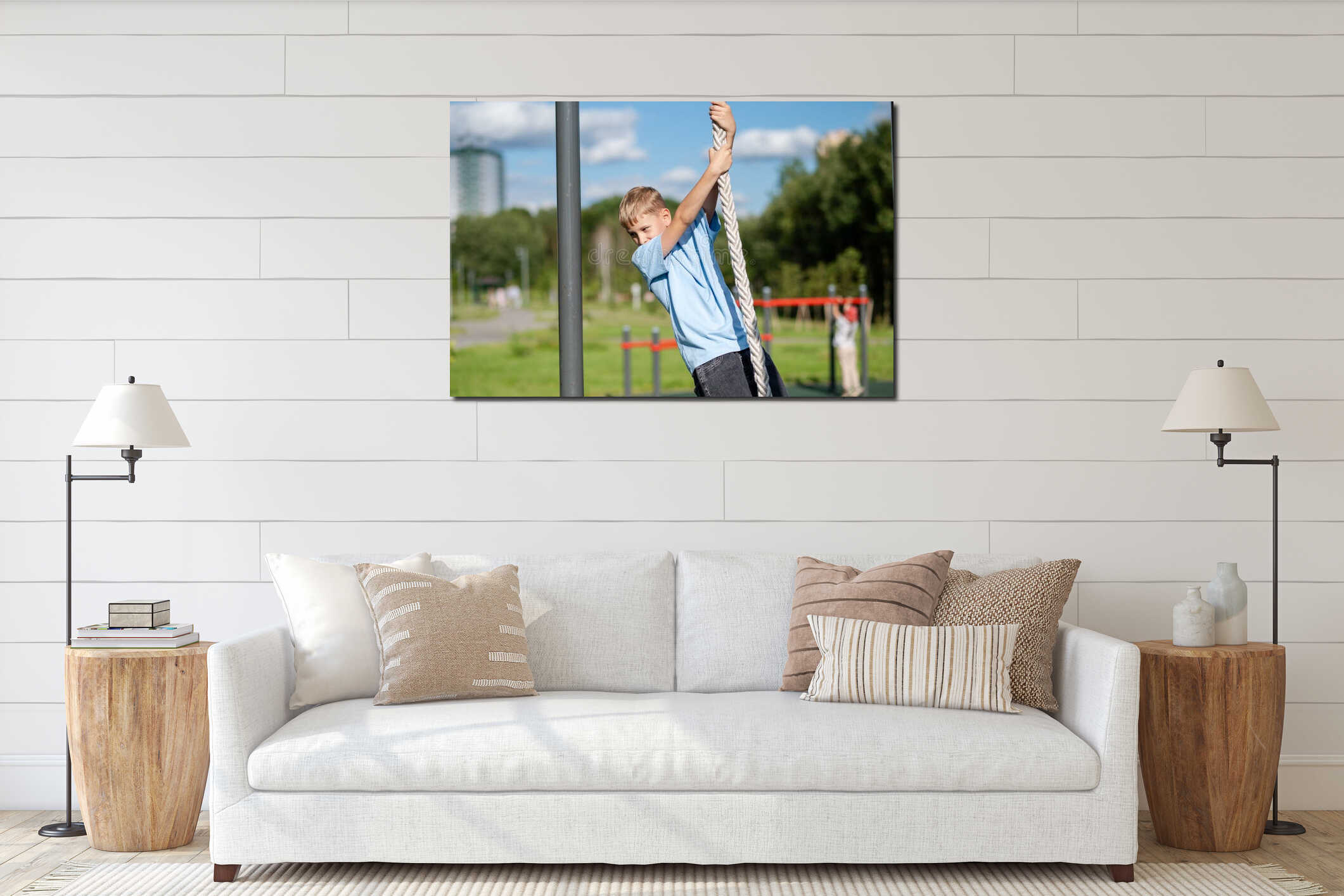 Canvas hanging interior mockup