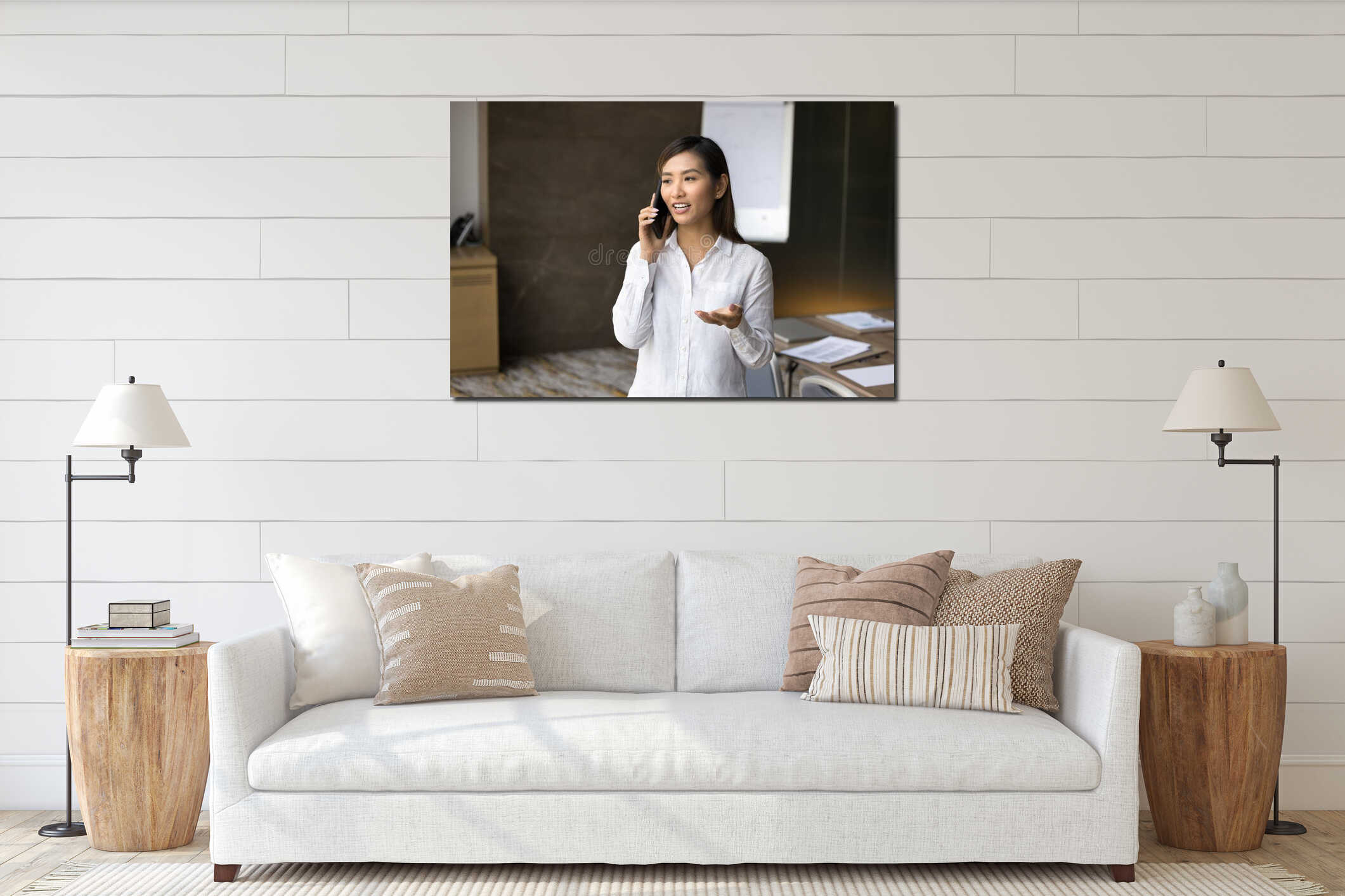 Canvas hanging interior mockup