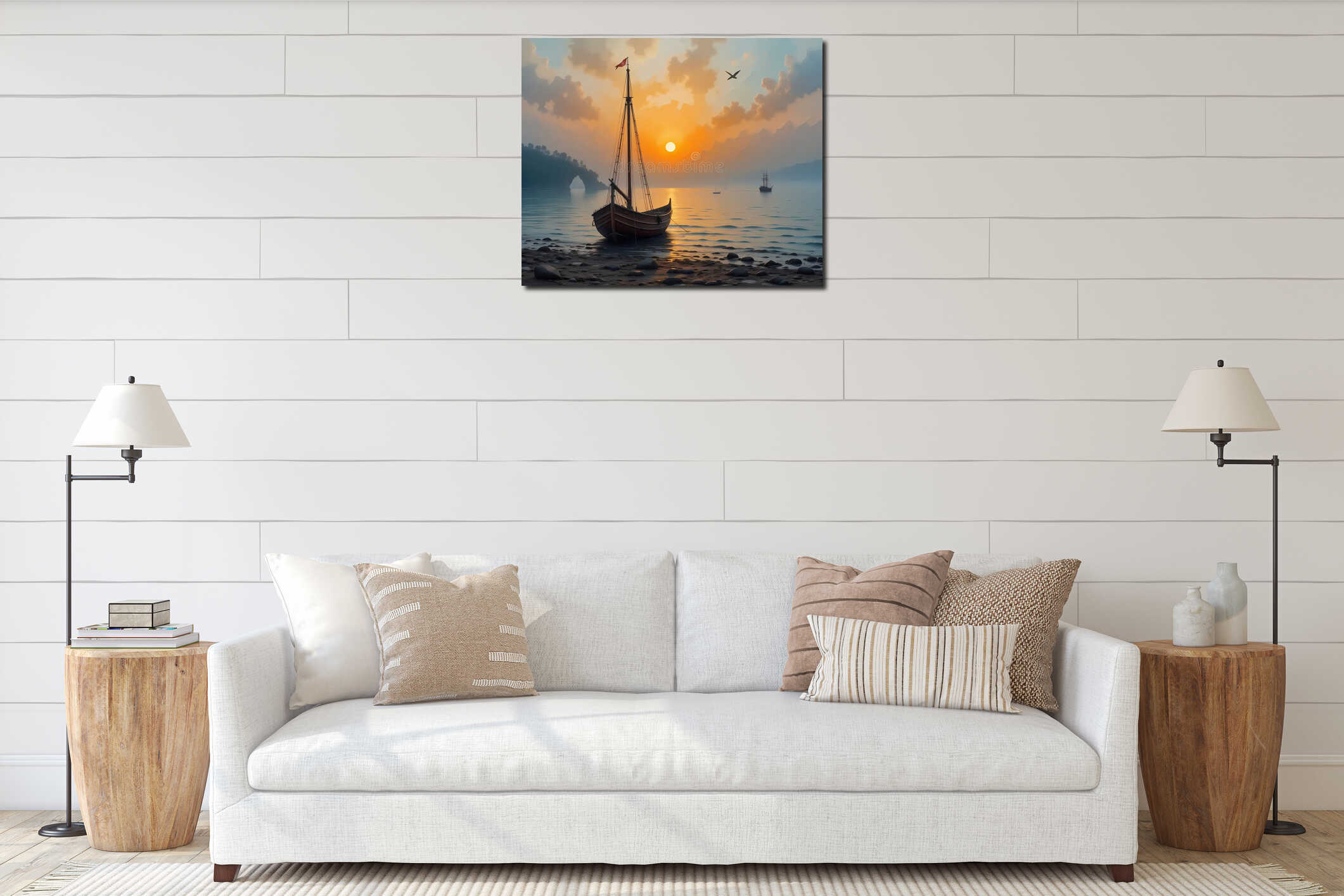 Canvas hanging interior mockup