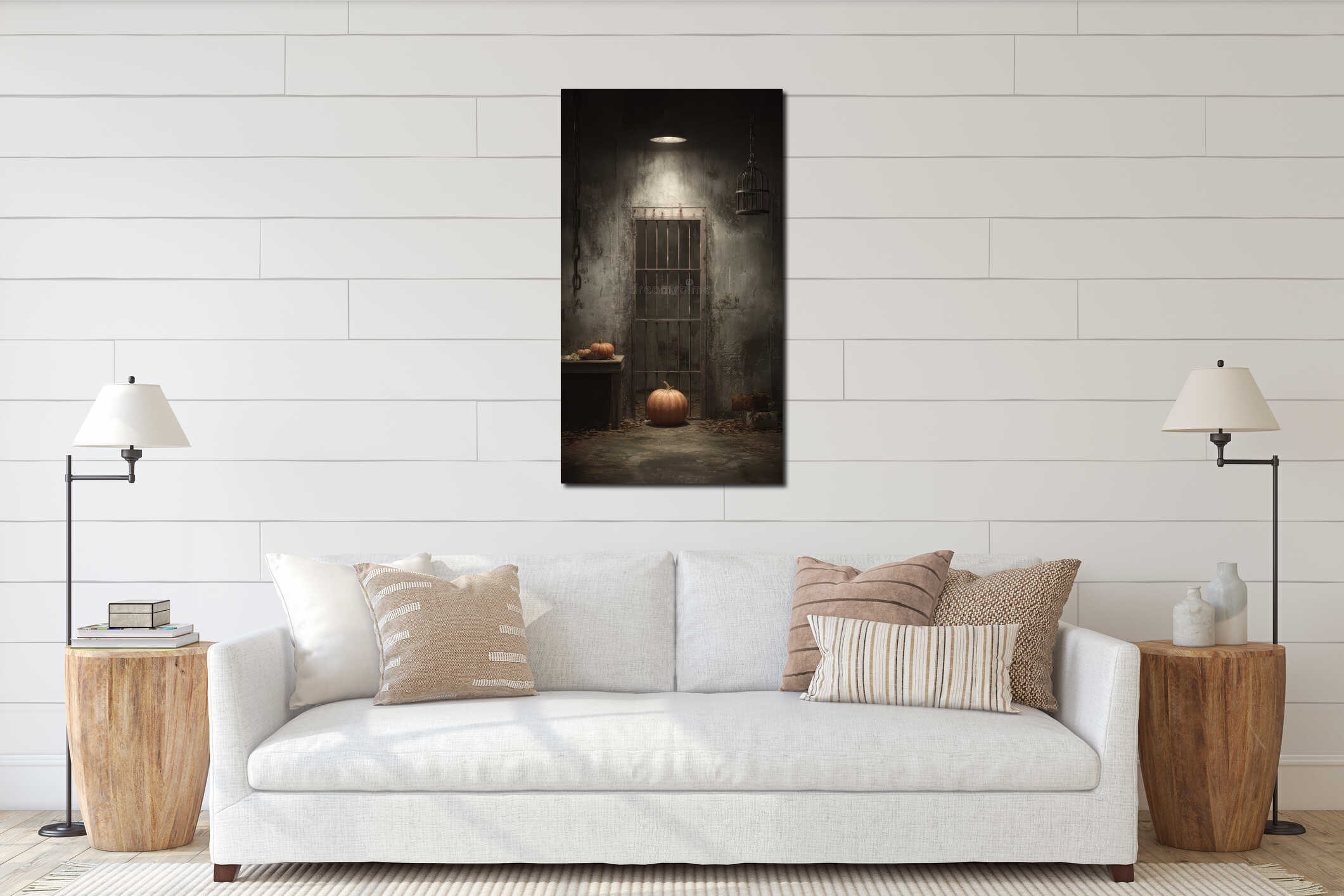 Canvas hanging interior mockup