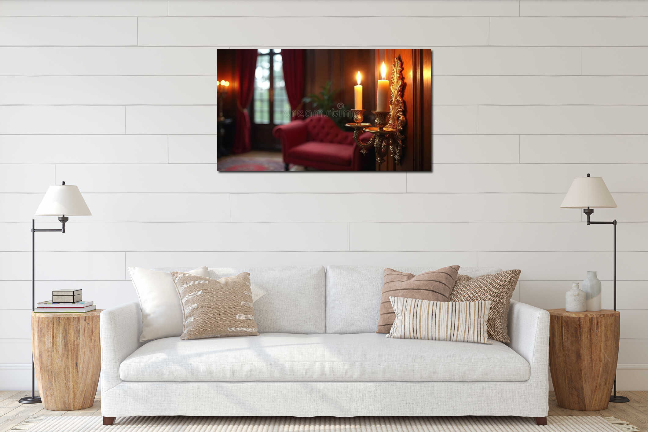 Canvas hanging interior mockup