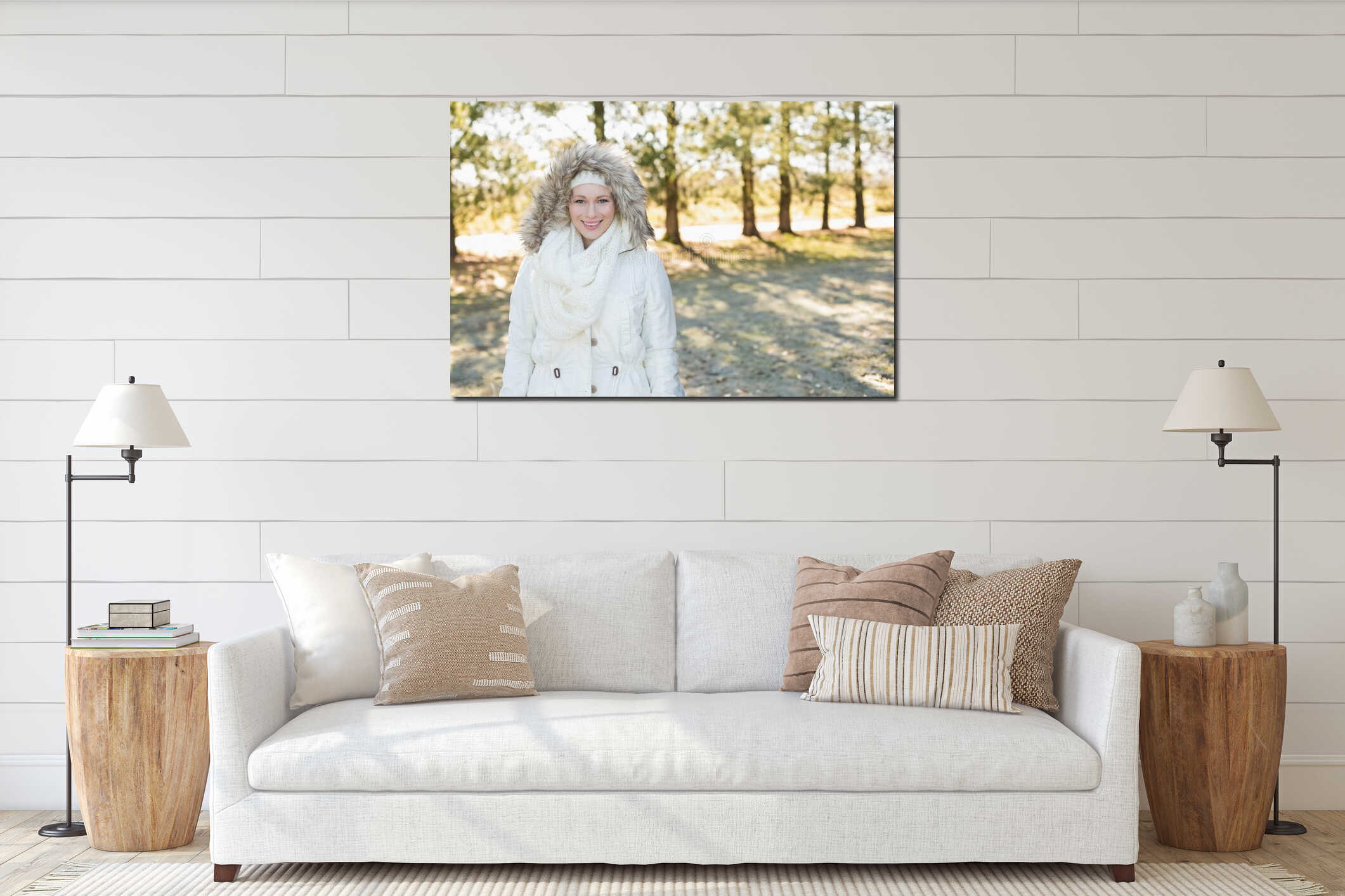 Canvas hanging interior mockup
