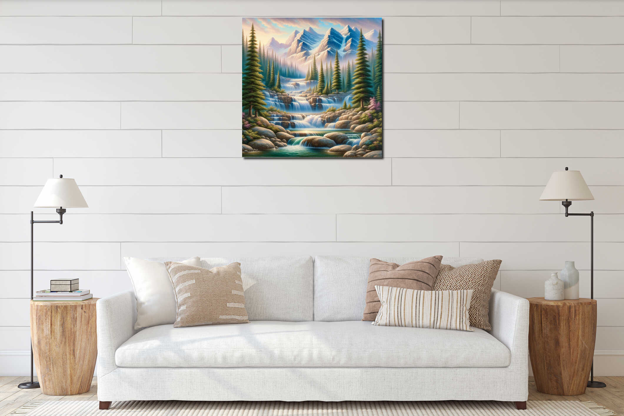 Canvas hanging interior mockup