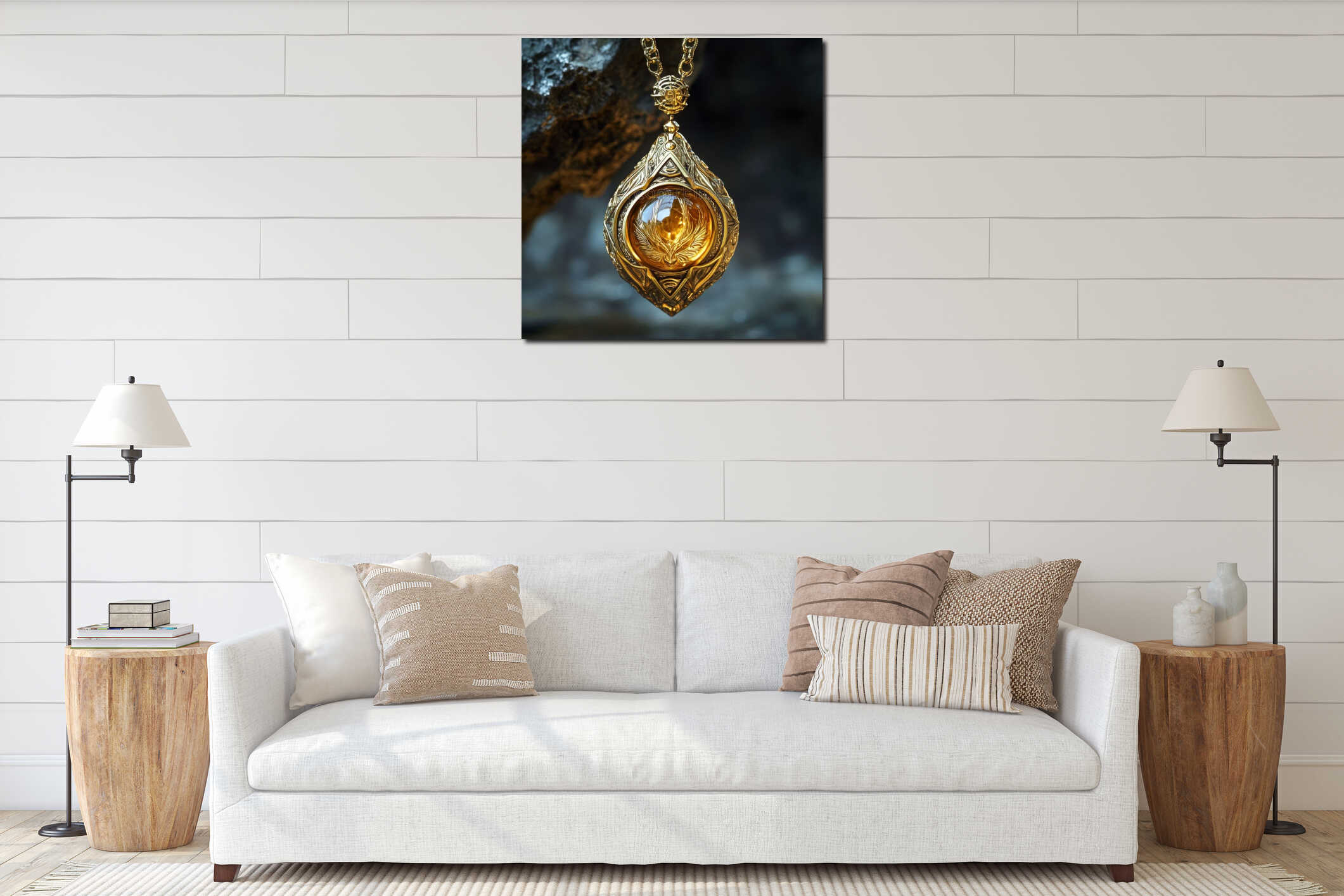 Canvas hanging interior mockup